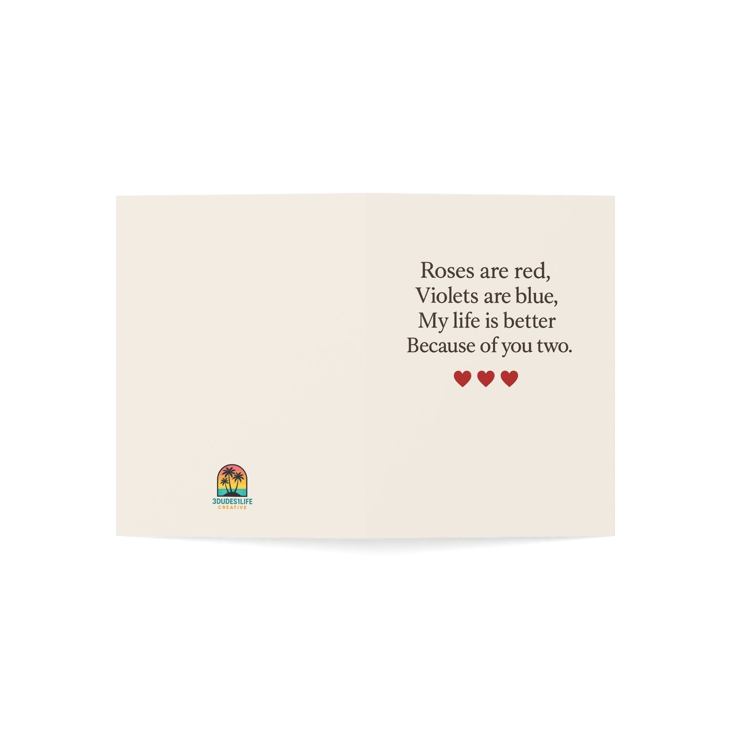 Roses are red poem Greeting Card | Romantic Anniversary Note, Pack Options | Throuple Valentine's Day Card