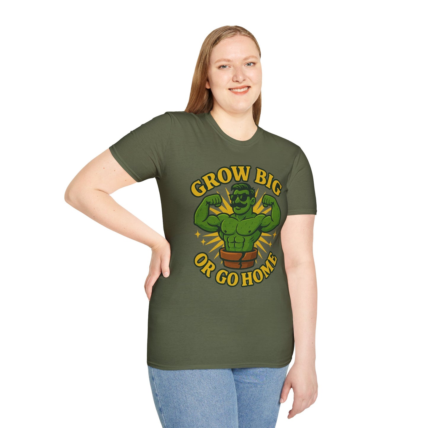 Grow Big or Go Home Plant Monster T-Shirt | Muscle Succulent Graphic Tee | Men's T-Shirt Plant Lover