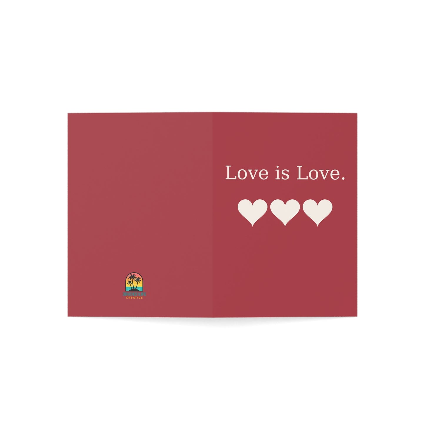 Love is Love hearts Greeting Card | Pride Anniversary Romance | Throuple Valentine's Day Card