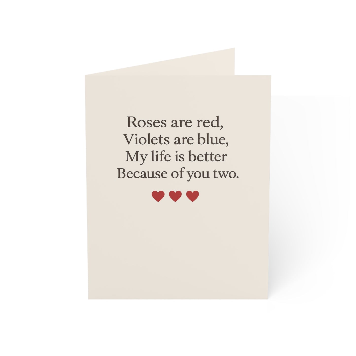 Roses are red poem Greeting Card | Romantic Anniversary Note, Pack Options | Throuple Valentine's Day Card