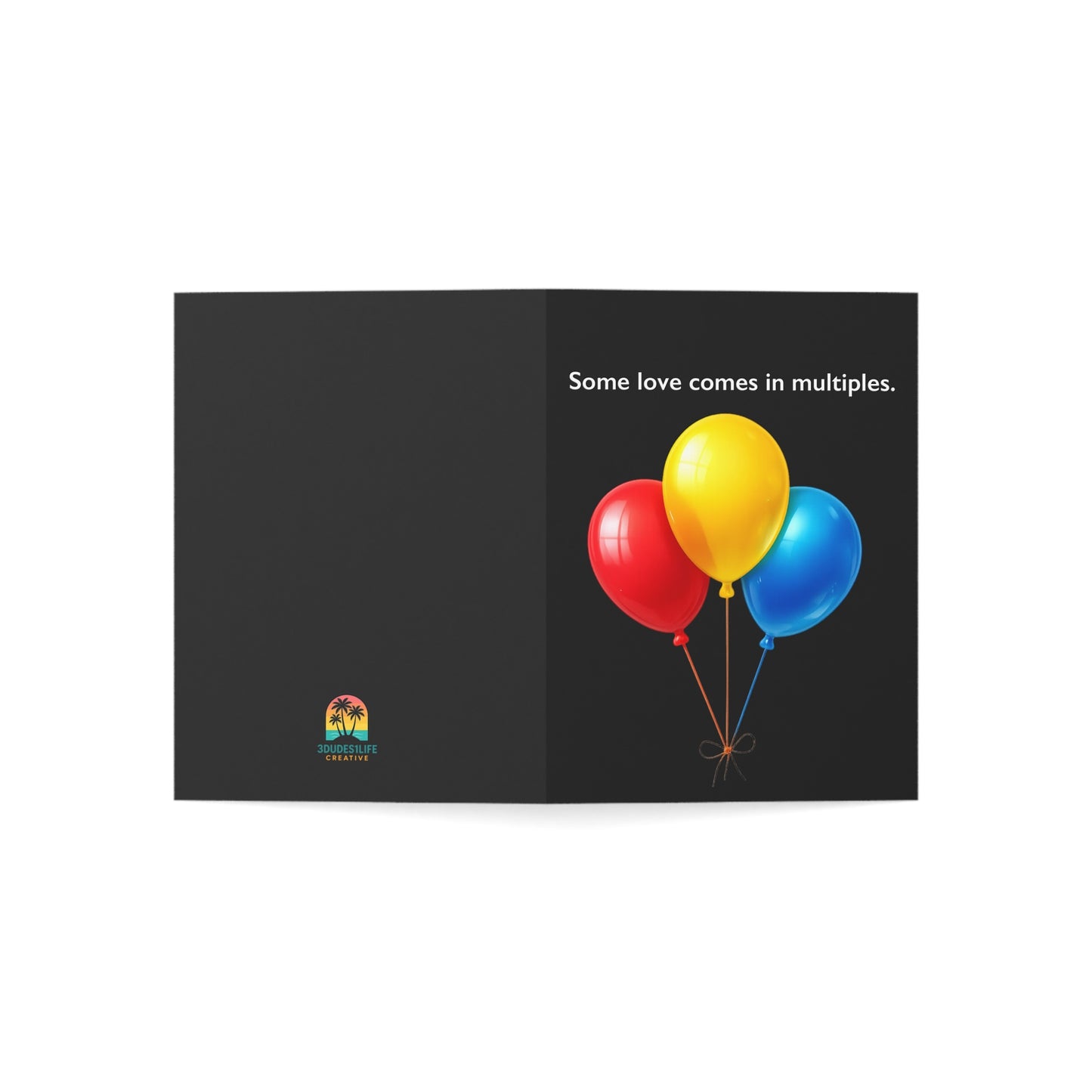 Some love comes in multiples balloon trio Greeting Card | Happy Birthday Inside | Throuple Celebration Card