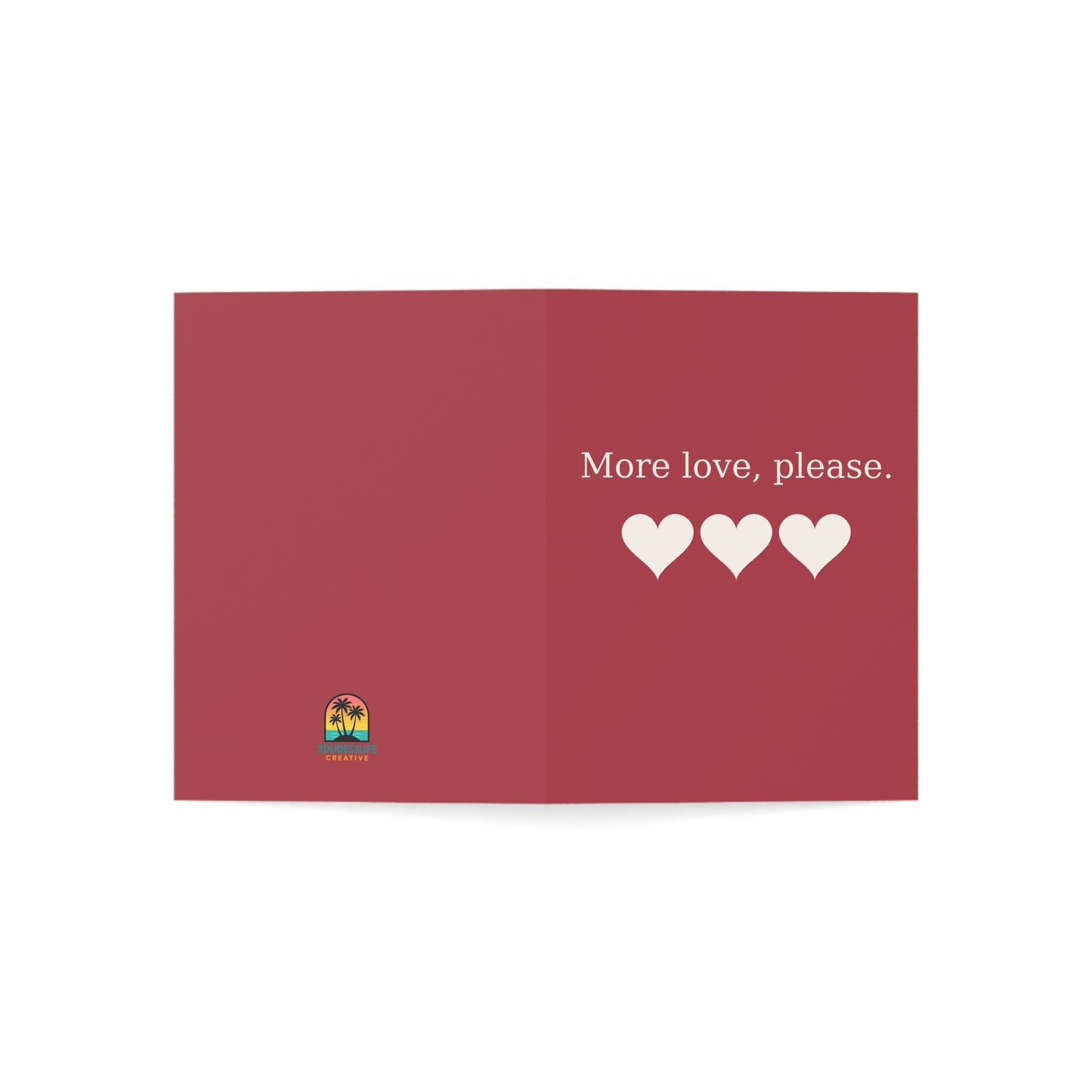 More love please Hearts Greeting Card | Romantic Valentine Note | Throuple Valentine's Day Card
