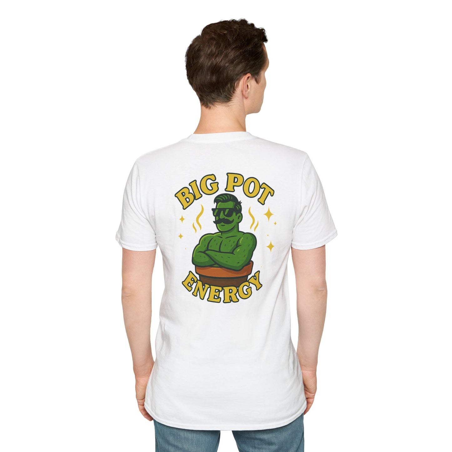 Big Pot Energy T-Shirt | Funny Plant Pot Character | 2 Sided Men's T-Shirt Plant Lover