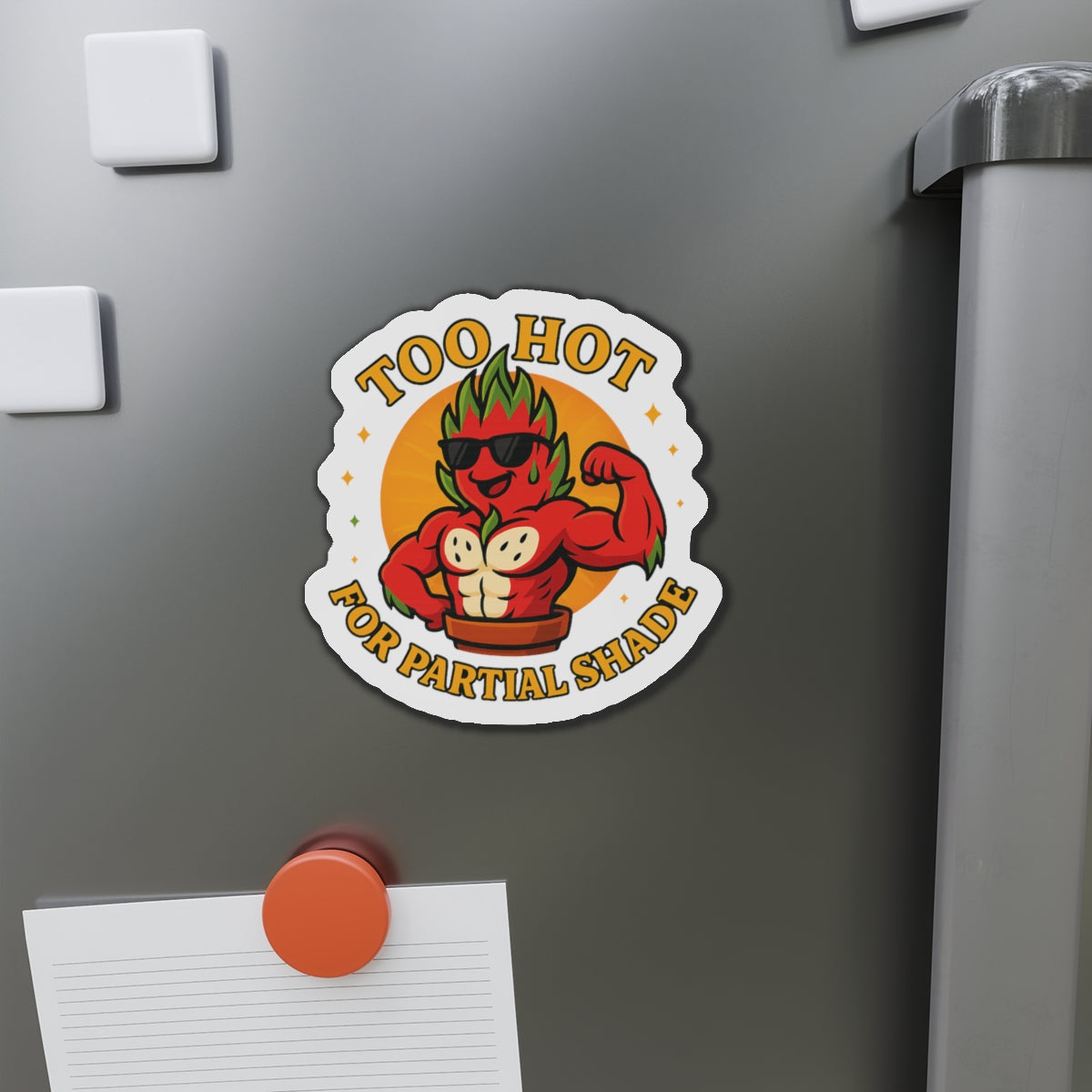Too Hot Muscle Dragon Fruit Die-Cut Magnet | Funny  Pot Magnet | Funny Magnet for Plant Lovers