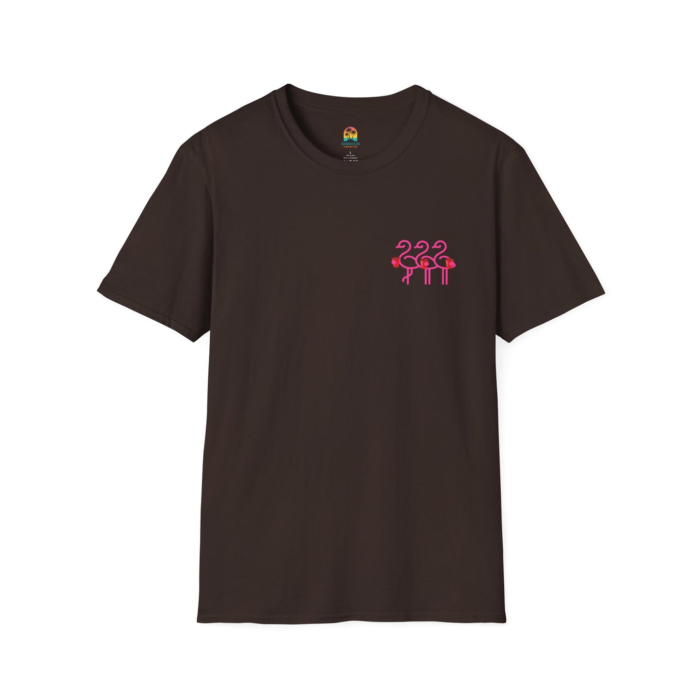 Three Pink Flamingos T-Shirt | Summer Print Shirt | Red Cup Throuple Life
