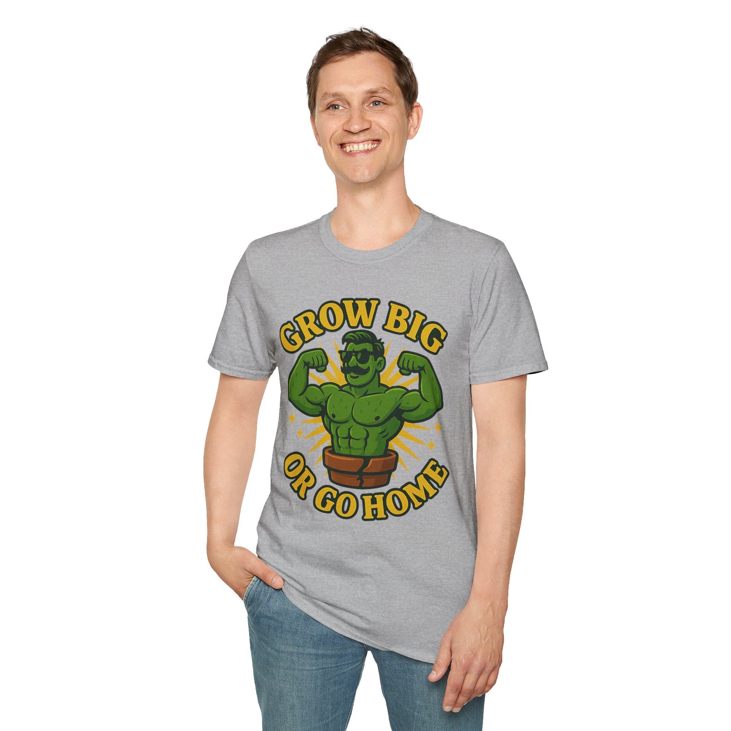 Grow Big or Go Home Plant Monster T-Shirt | Muscle Succulent Graphic Tee | Men's T-Shirt Plant Lover
