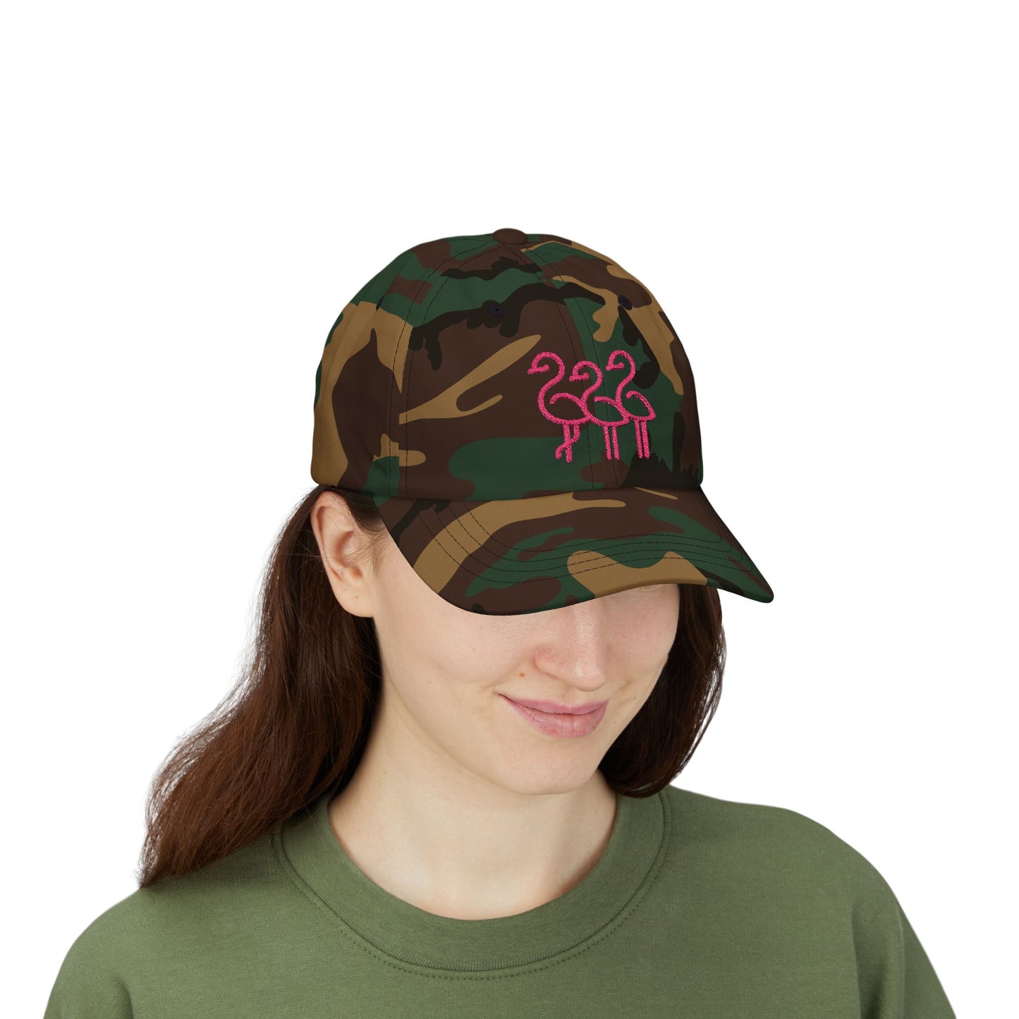 Three Pink Flamingos Dad Cap | Embroidered Flamingo Baseball Hat |Throuple Life