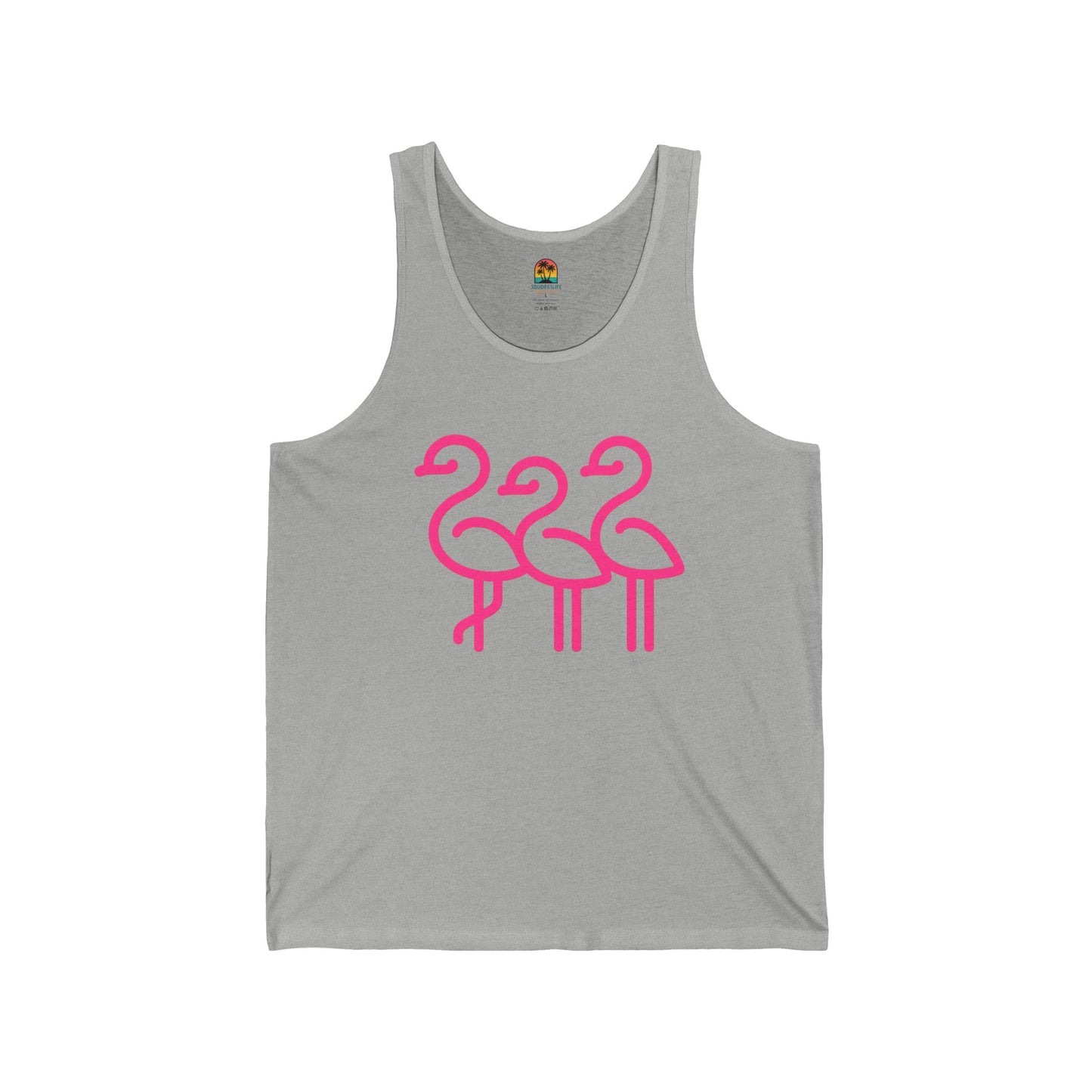 Three Pink Flamingos Tank Top | Minimal Beach Summer Graphic | Throuple Flamingo Tank Top