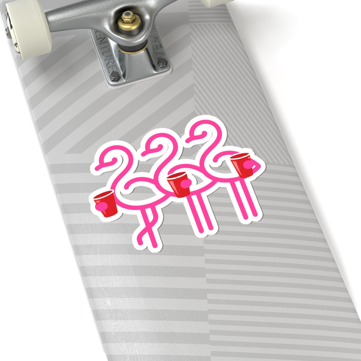 Flamingo Trio with Red Cups Kiss-Cut Stickers | Party Flamingos Vinyl Sticker | Throuple Life