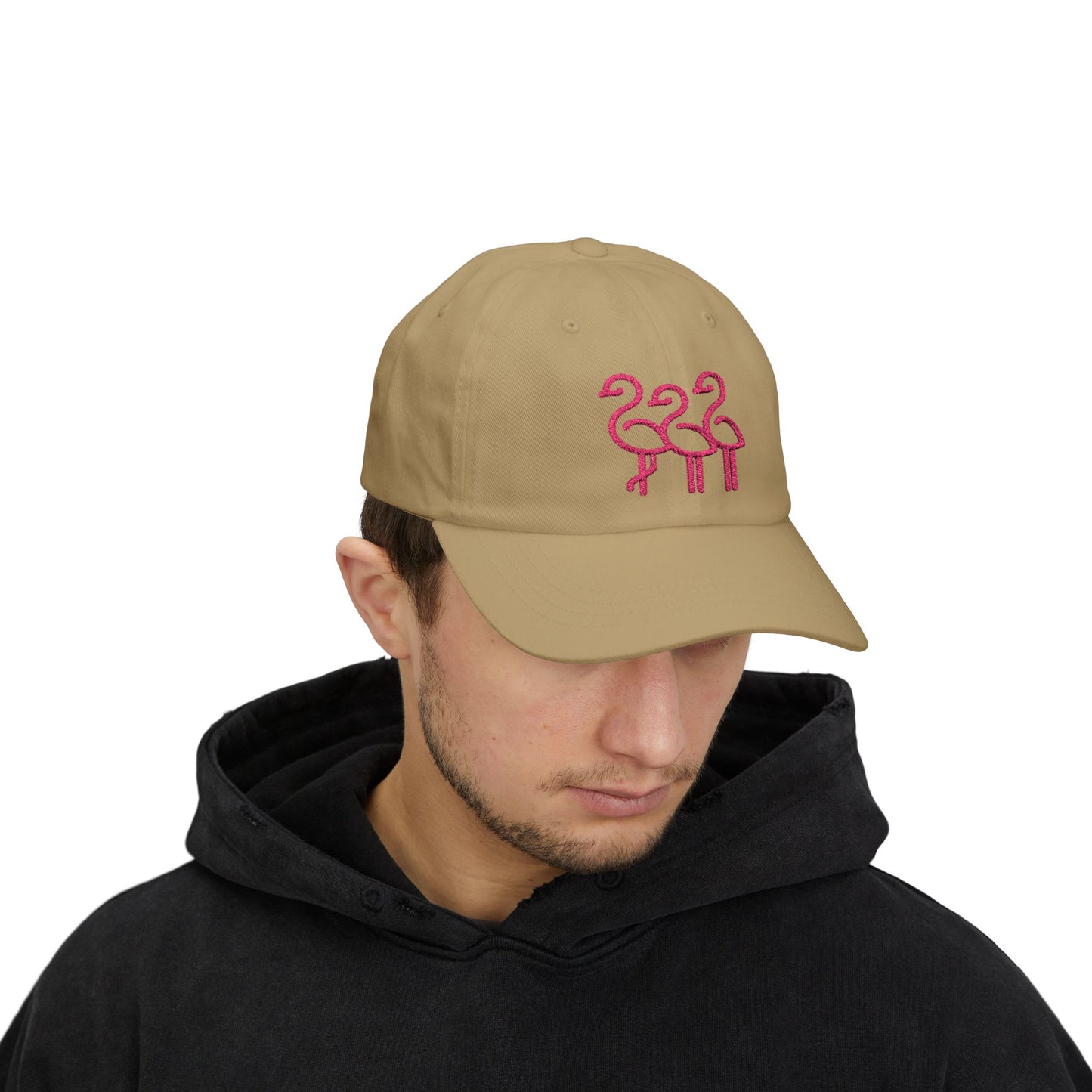 Three Pink Flamingos Dad Cap | Embroidered Flamingo Baseball Hat |Throuple Life