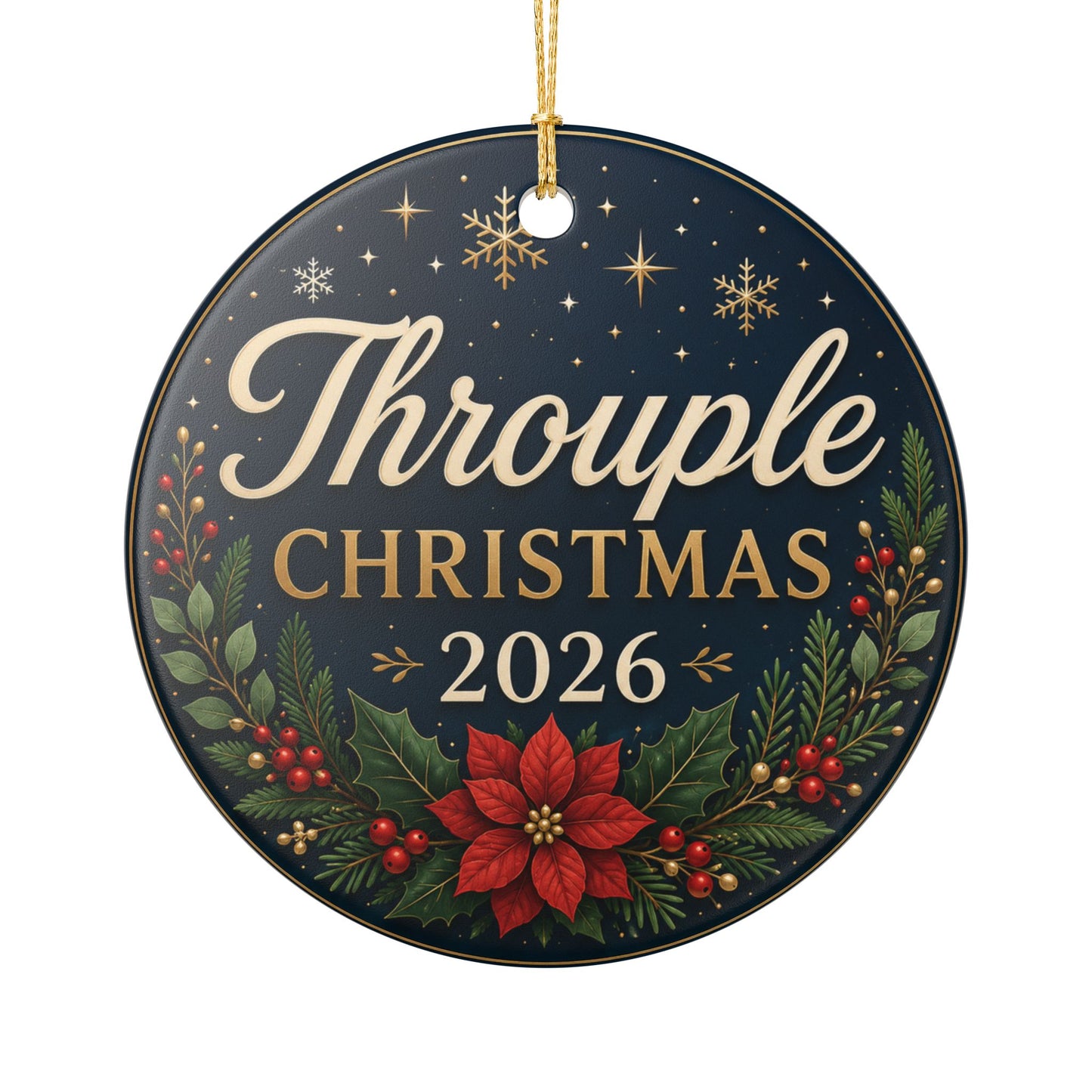 Throuple Christmas 2026 Ceramic Ornament | Elegant Polyamory Christmas Gift | LGBTQ+ Holiday Ornament | Throuple Keepsake