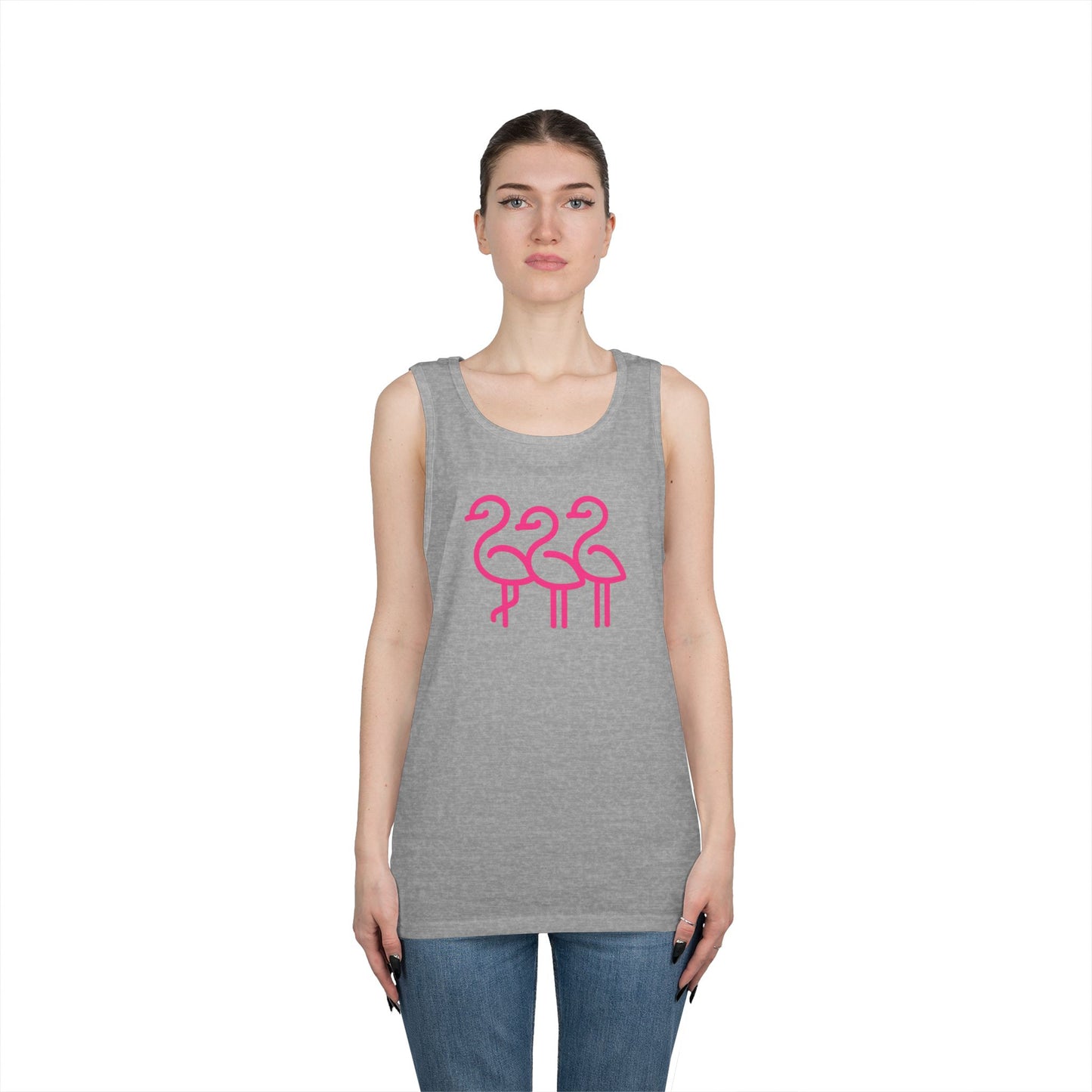 Pink Flamingo Trio Tank | Unisex Tank Top Summer | Throuple Life