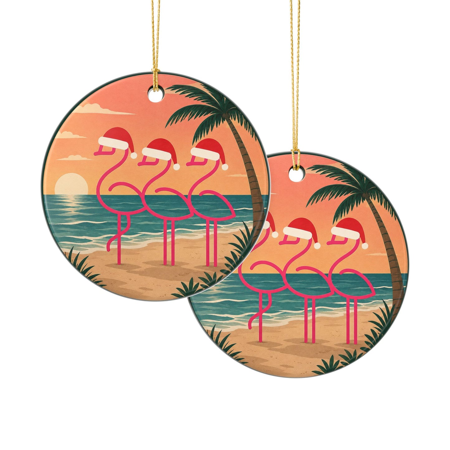 Throuple Christmas Ornament | Flamingo Trio Holiday Ornament | Tropical Christmas Decor | LGBTQ+ Polyamory Gift