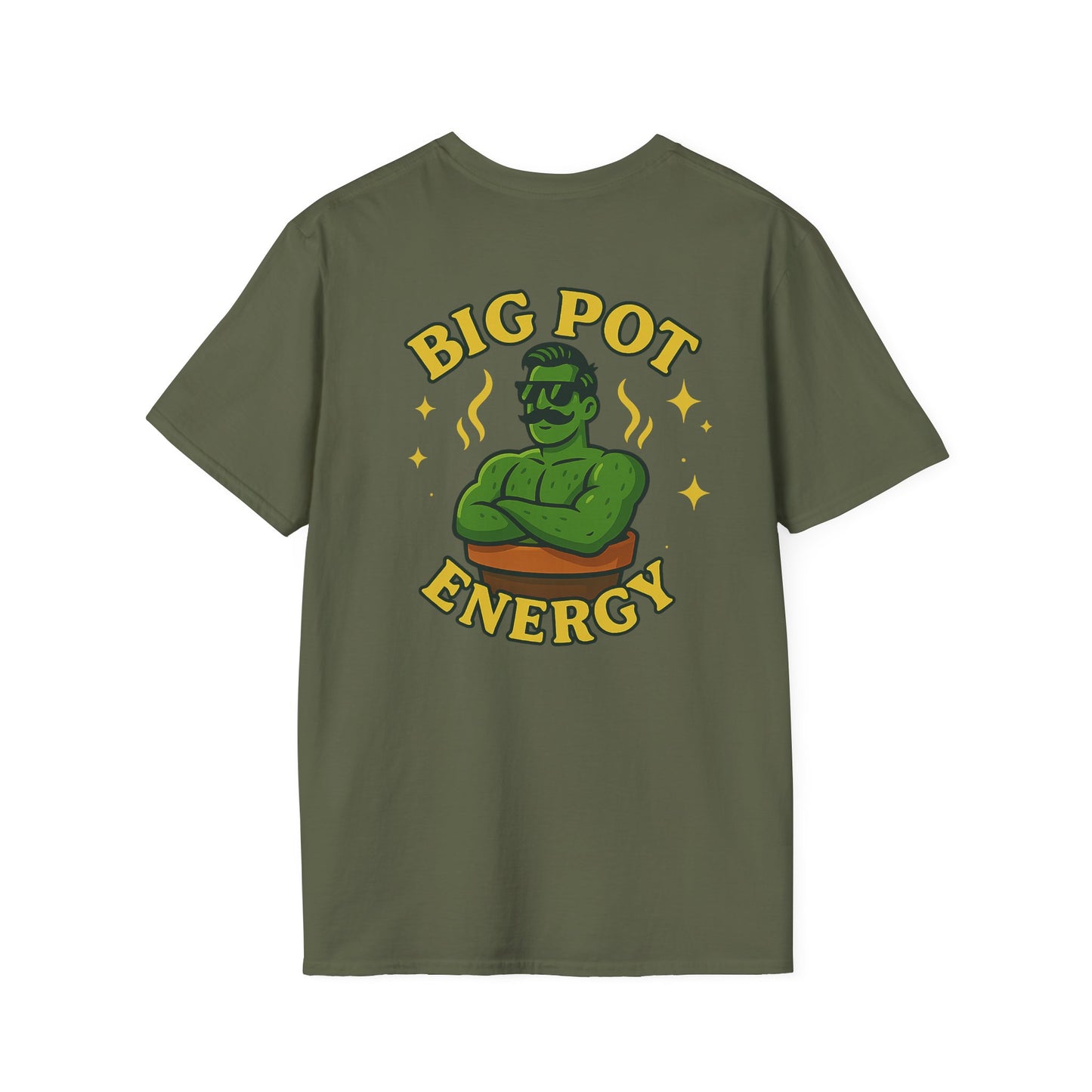 Big Pot Energy T-Shirt | Funny Plant Pot Character | 2 Sided Men's T-Shirt Plant Lover