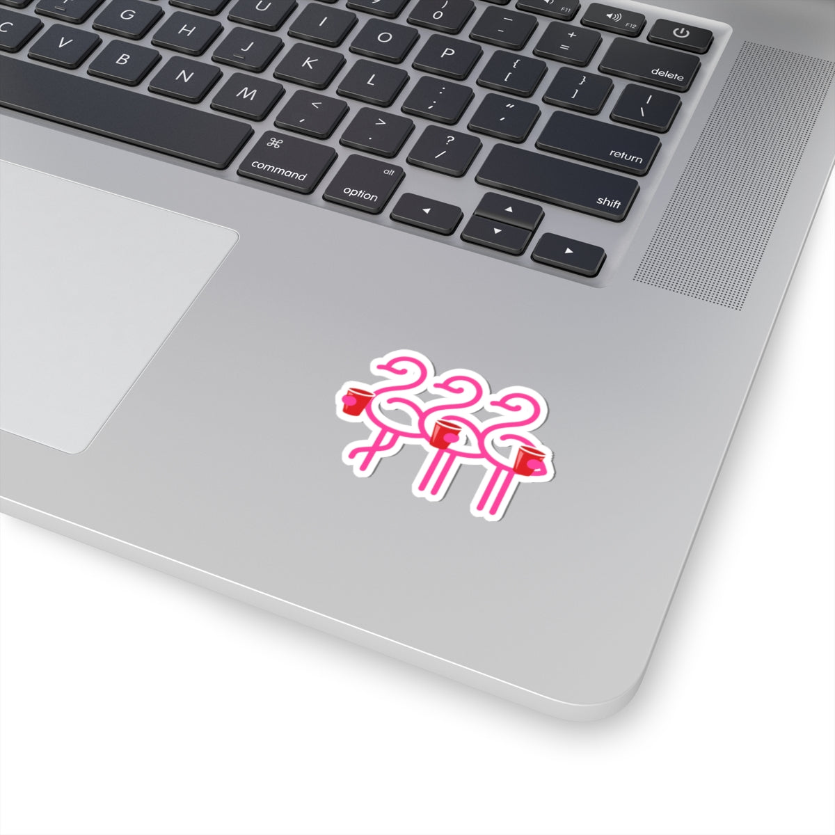 Flamingo Trio with Red Cups Kiss-Cut Stickers | Party Flamingos Vinyl Sticker | Throuple Life
