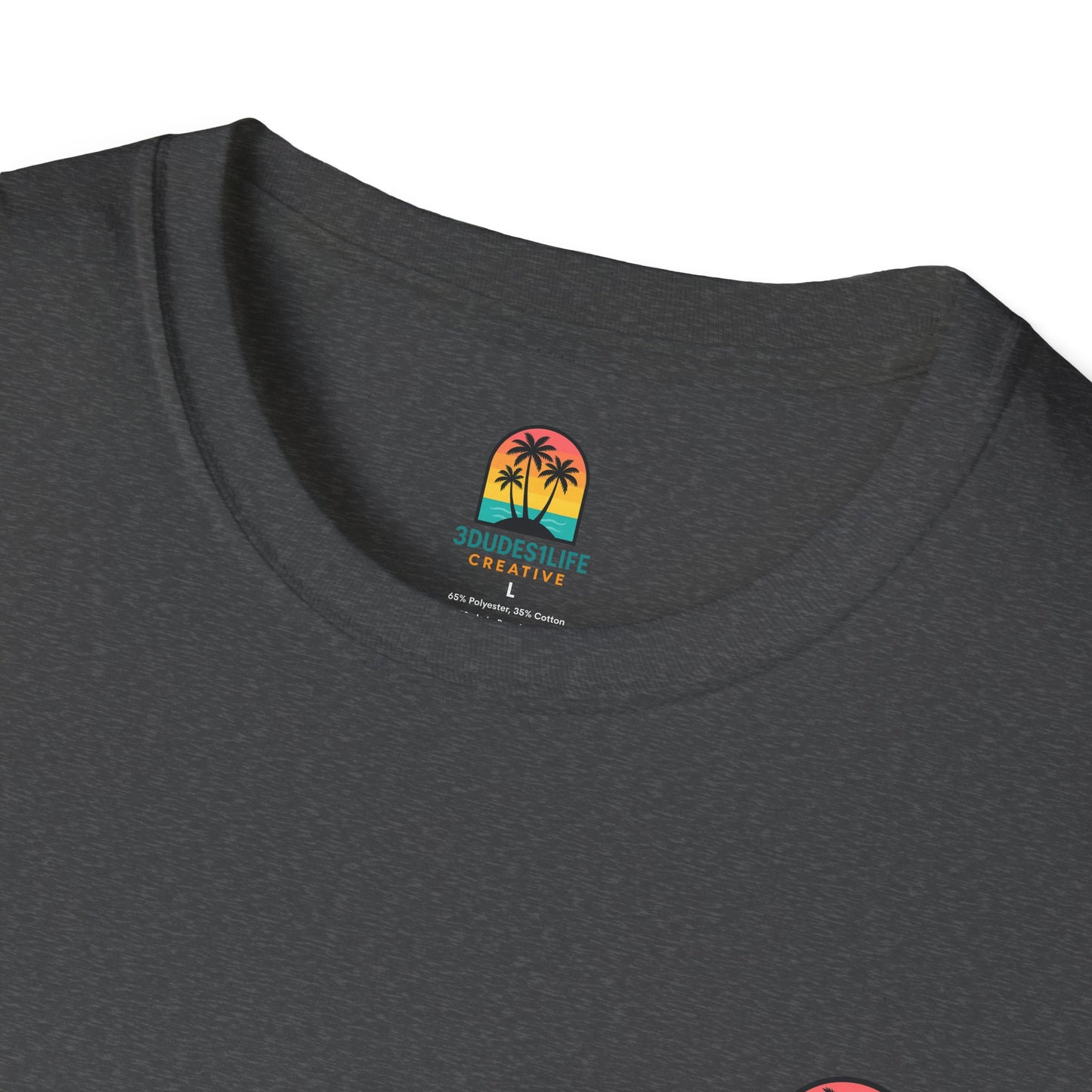Pink Flamingo Trio T-Shirt | Small Chest Logo, Back Graphic | Throuple Shirt