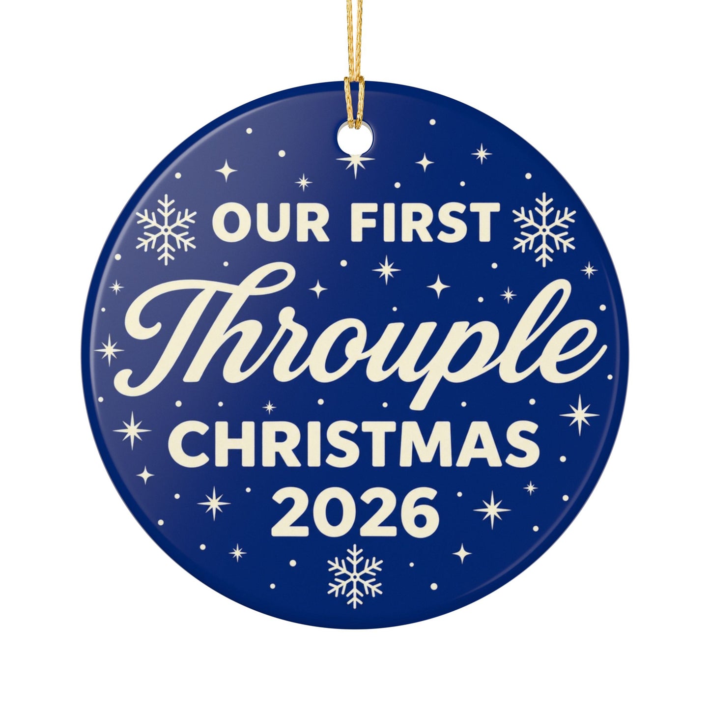 Our First Throuple Christmas 2026 Ornament | Blue Ceramic Ornament | Polyamory Christmas Gift | LGBTQ+ Holiday Keepsake
