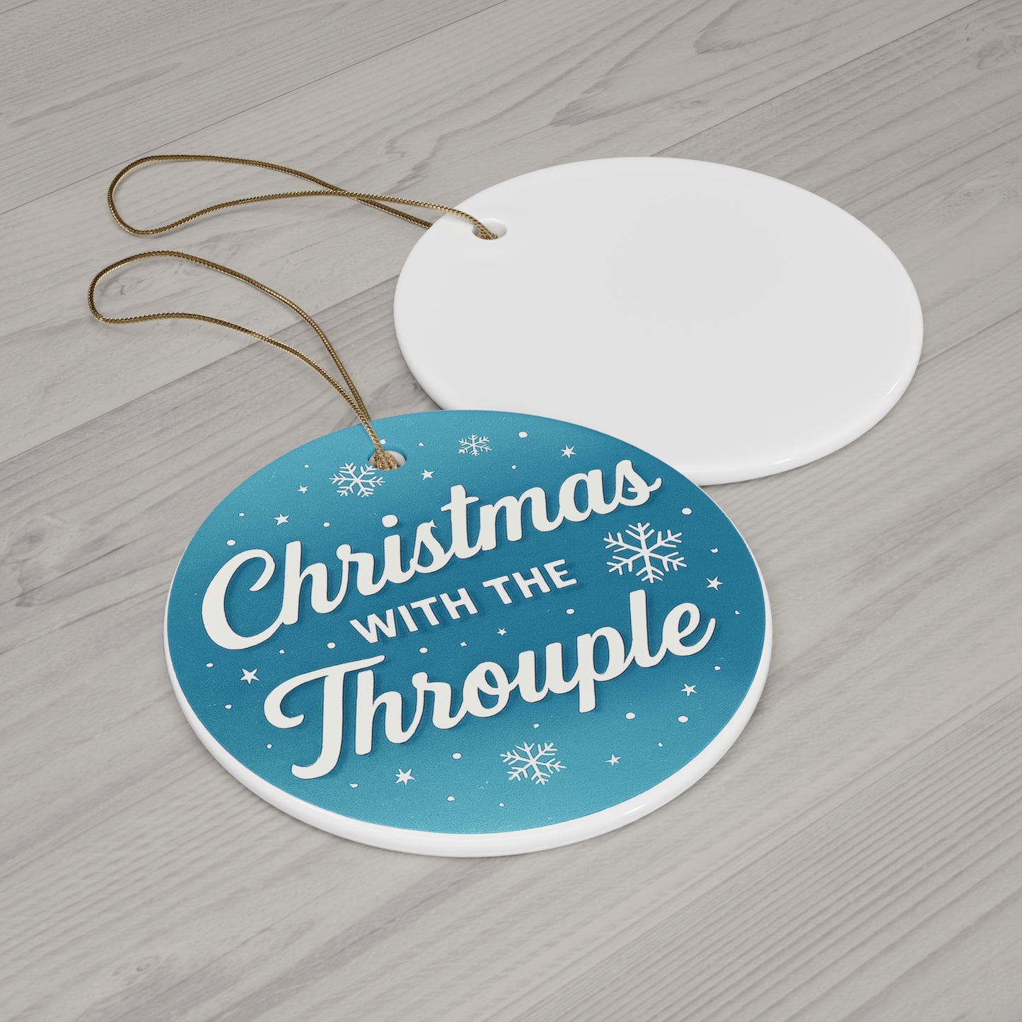 Christmas with the Throuple Ceramic Ornament | Round Holiday Decoration