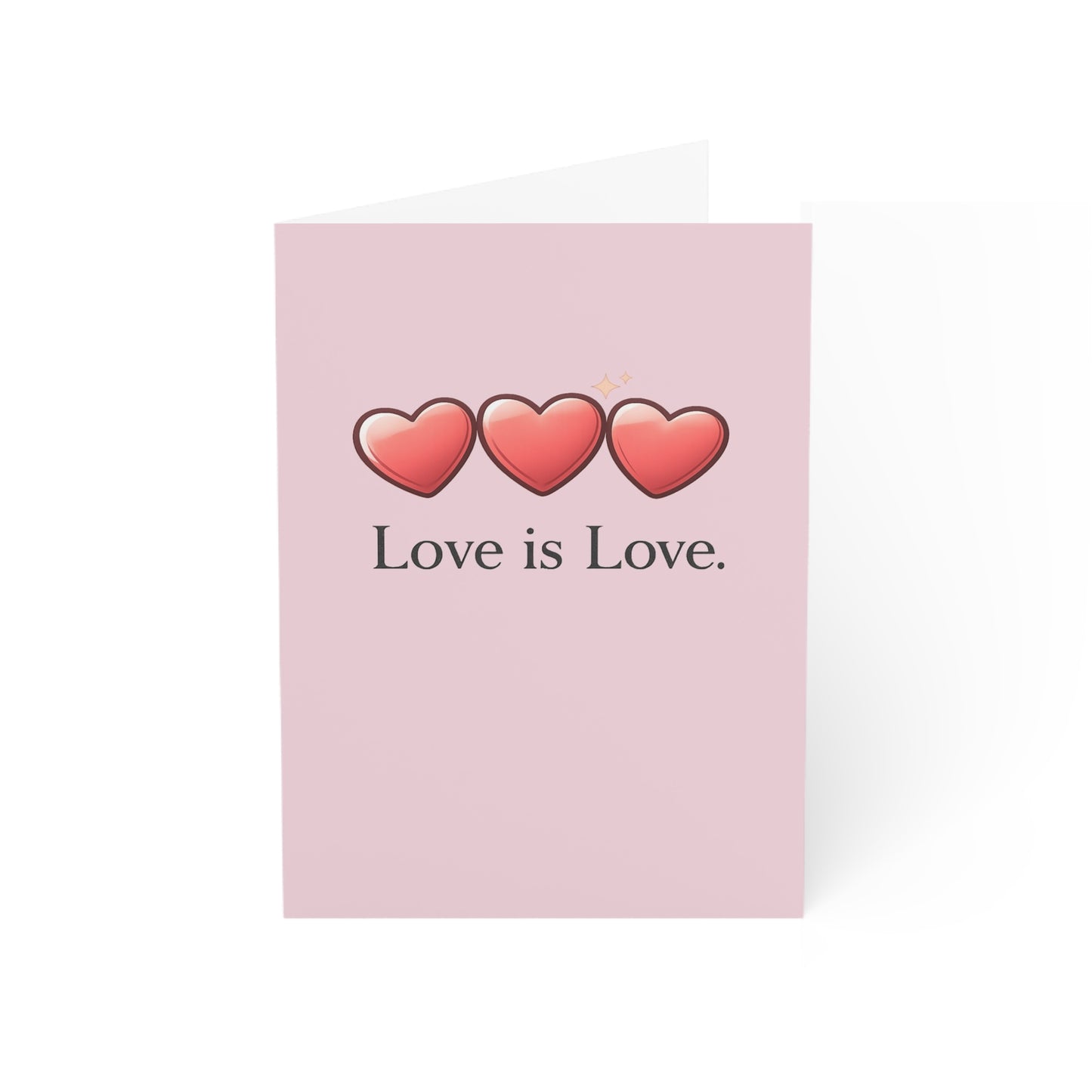 Love is Love hearts Greeting Card | LGBTQ Pride, Pink Birthday card | Throuple Celebration
