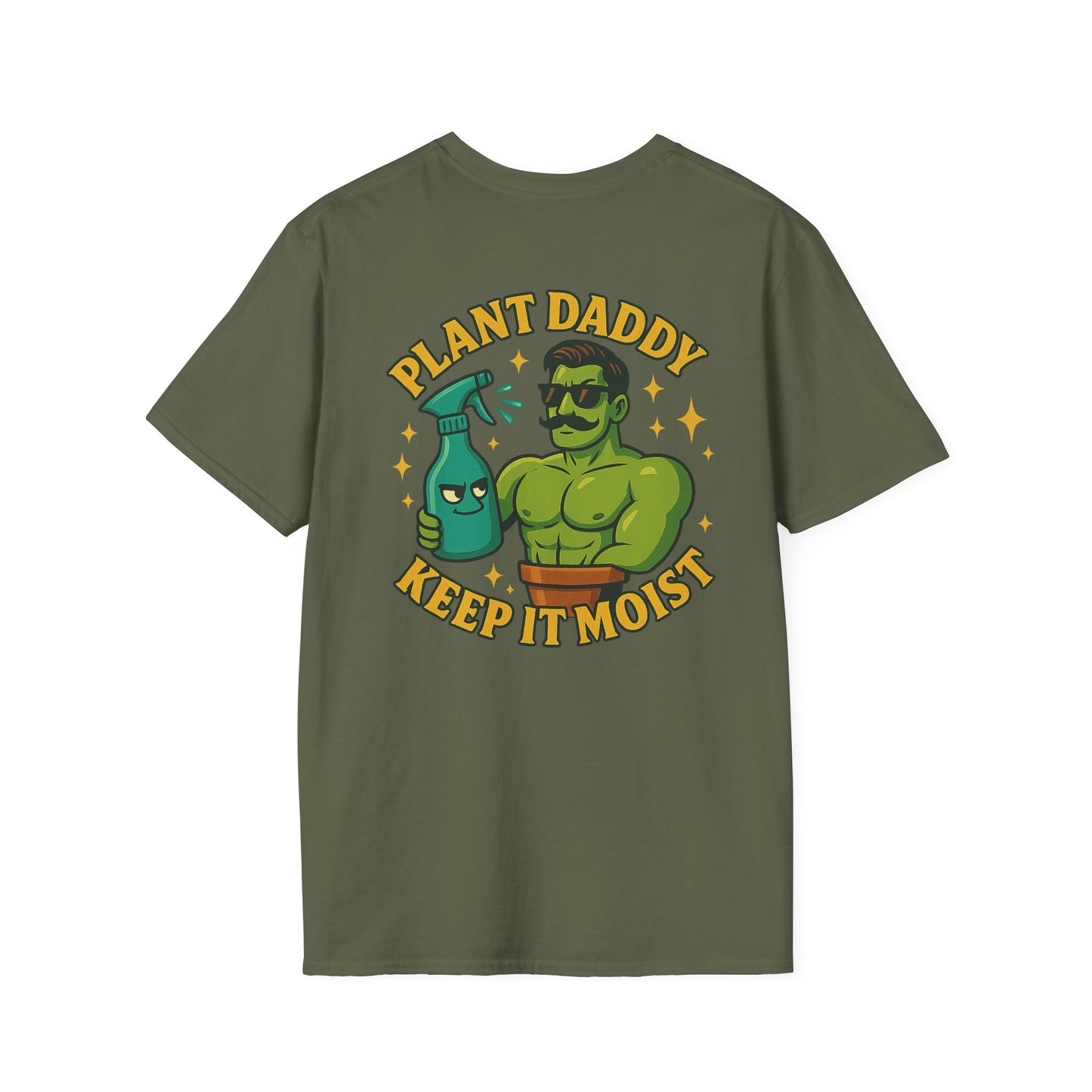 Plant Daddy Keep It Moist T-Shirt | Plant Care Humorous Graphic Tee | 2 Sided Men's T-Shirt Plant Lover