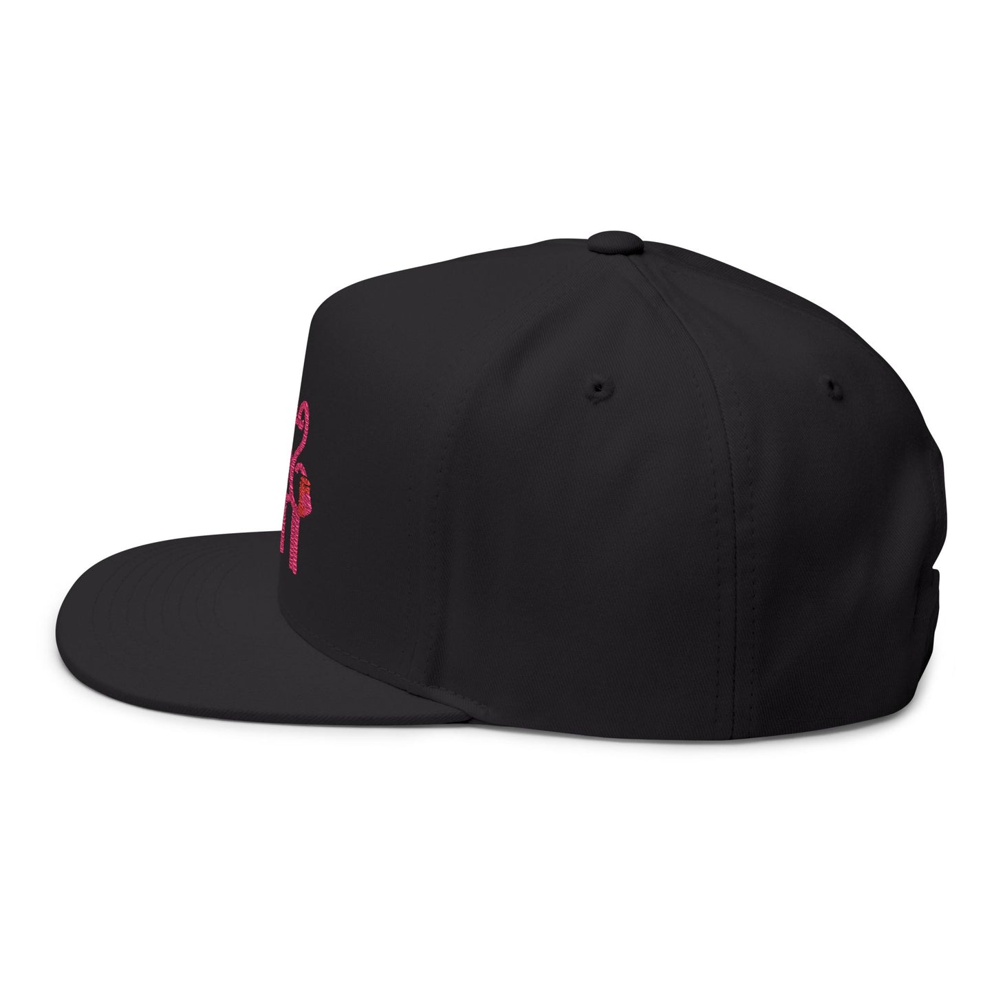 Three Pink Flamingos Embroidered Flat Bill Cap | Tropical Bird Hat | Red Cup Throuple Life