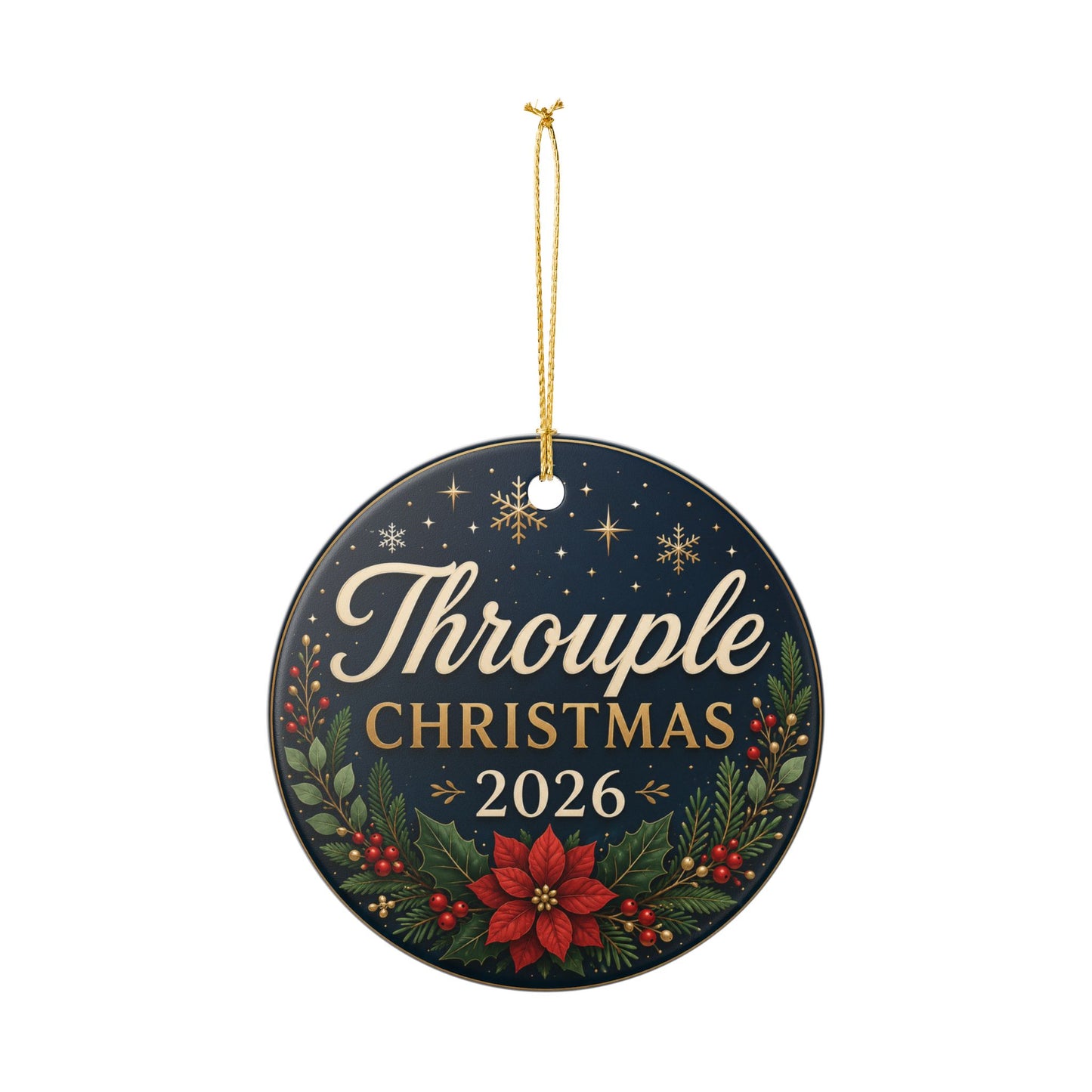 Throuple Christmas 2026 Ceramic Ornament | Elegant Polyamory Christmas Gift | LGBTQ+ Holiday Ornament | Throuple Keepsake