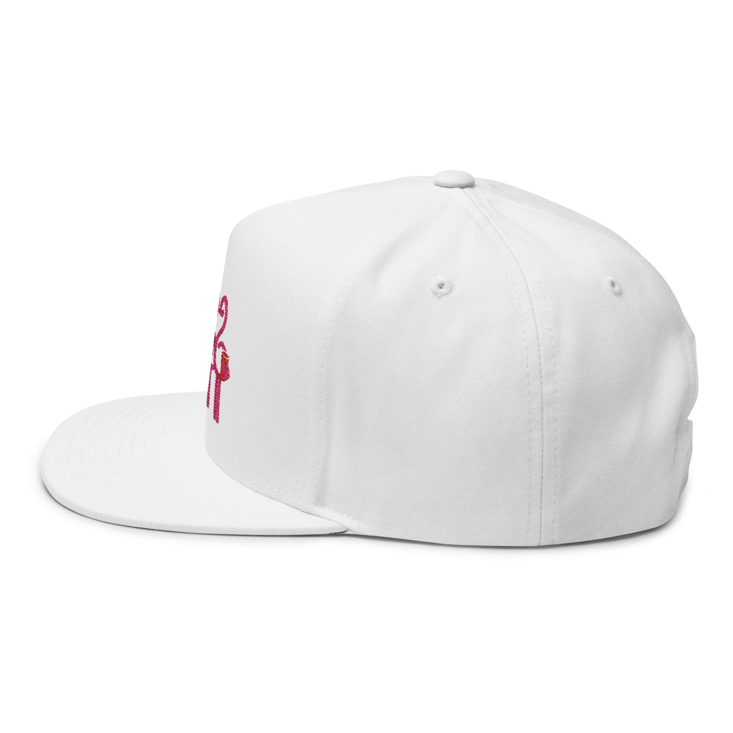 Three Pink Flamingos Embroidered Flat Bill Cap | Tropical Bird Hat | Red Cup Throuple Life