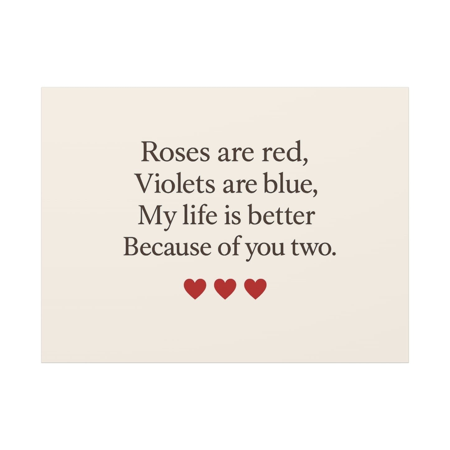 Roses are red poem Canvas | Stretched Matte Wall Art | Throuple Poem Artwork