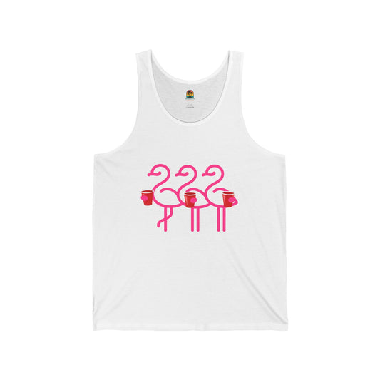 Pink Flamingo Trio Tank | Tropical Summer Beach Party | Red Cup Throuple Life