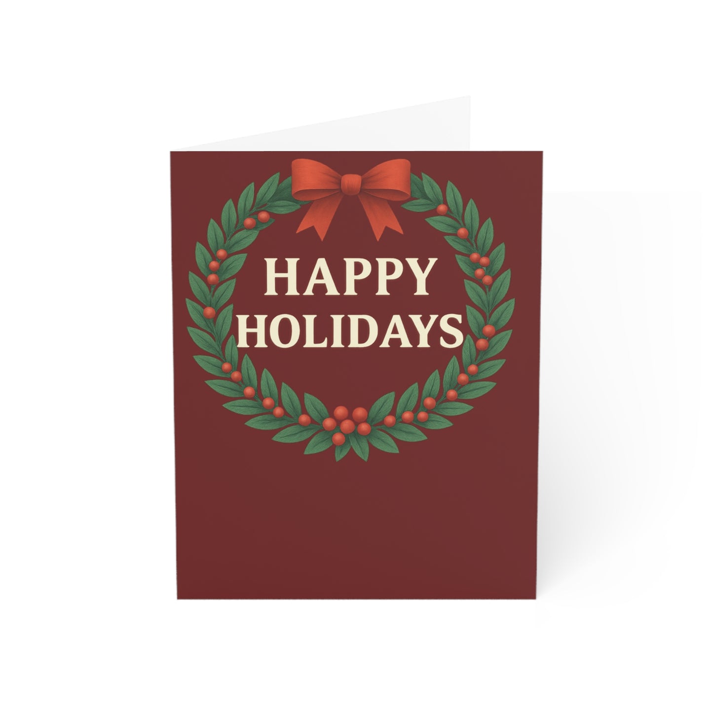 Happy Holidays wreath Greeting Card | Holiday cards set, Christmas note cards | Blank Holiday Throuple Card