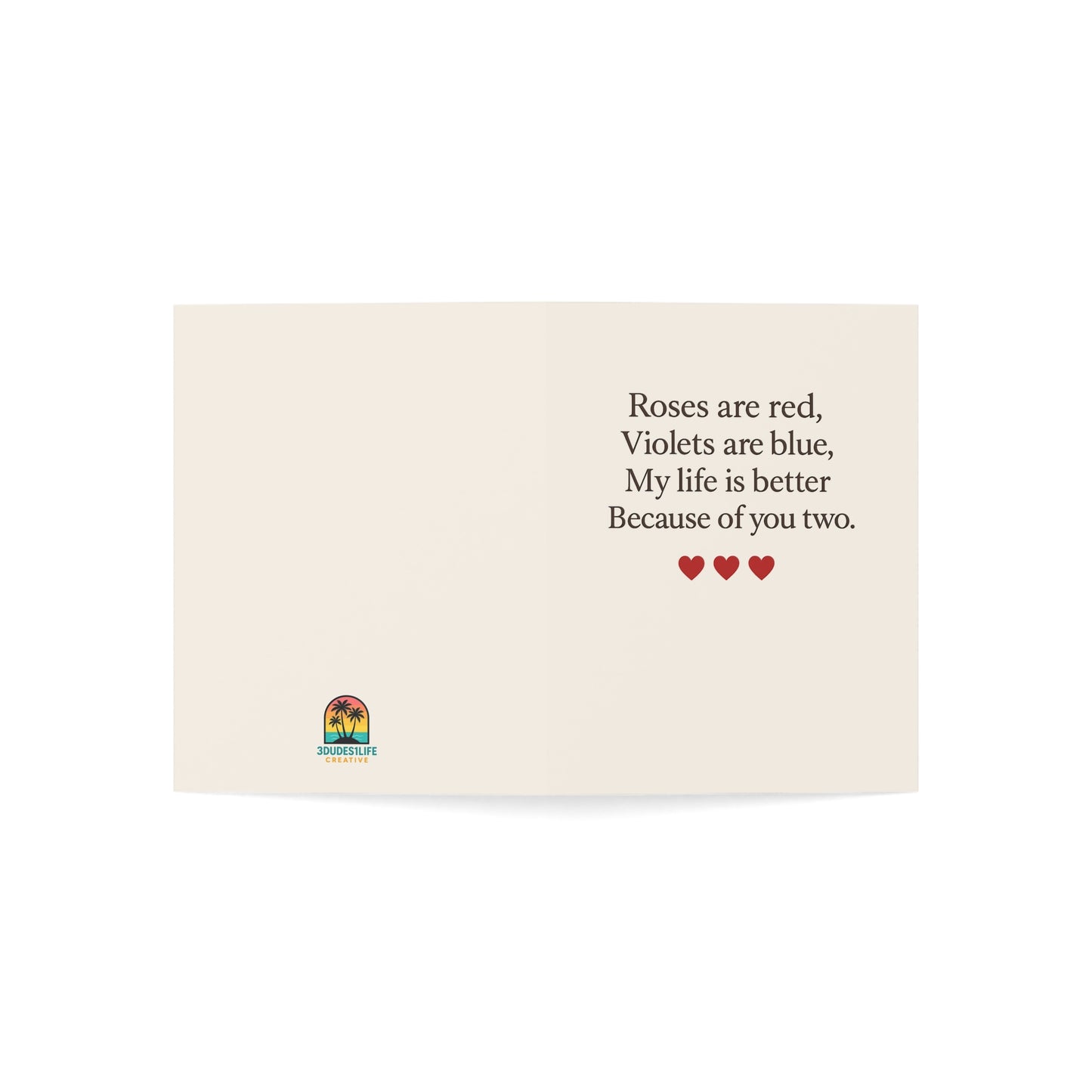 Roses are red poem Greeting Card | Romantic Anniversary Note, Pack Options | Throuple Valentine's Day Card