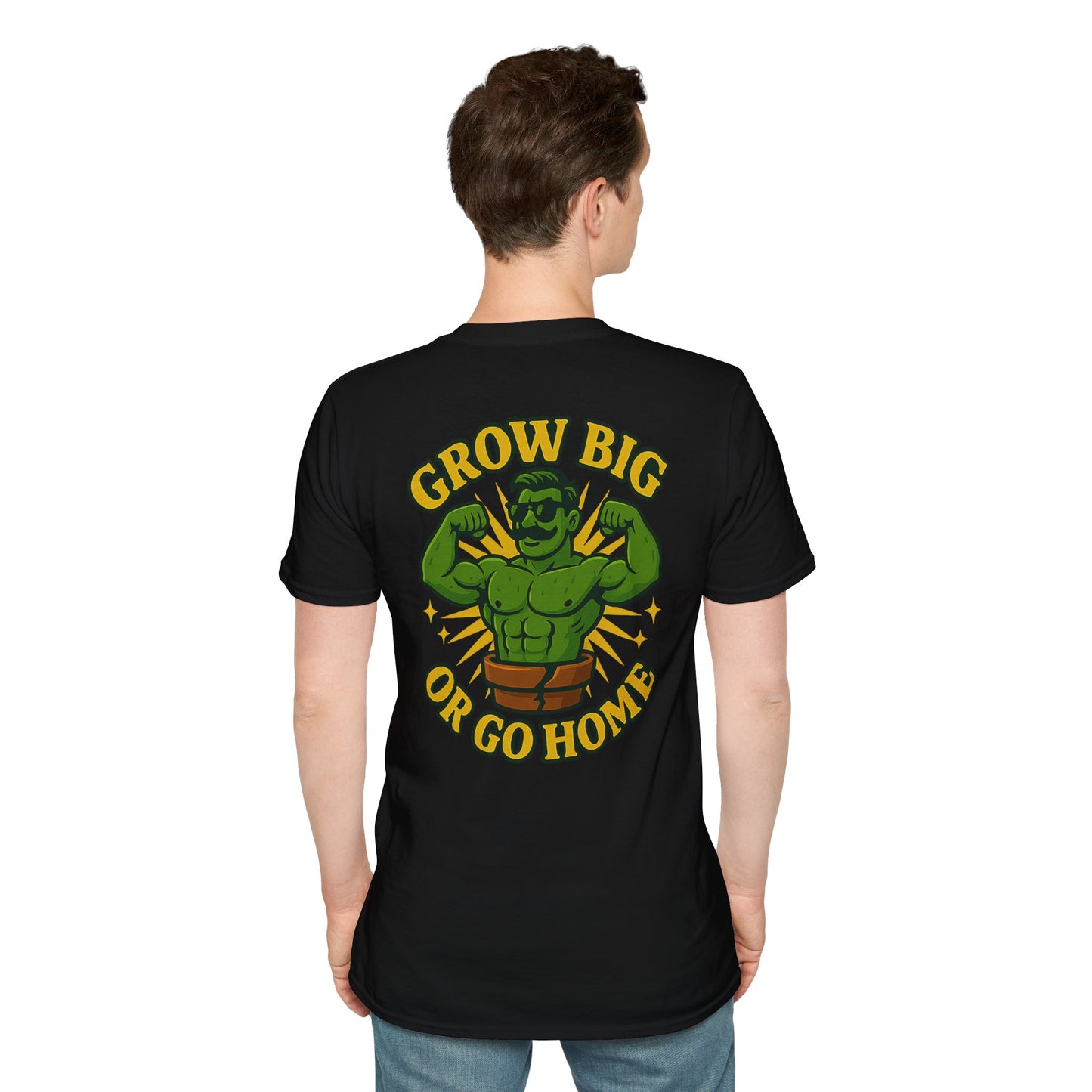 Grow Big or Go Home T-Shirt | Muscular Hulk Plant Fitness Graphic | 2 Sided Men's T-Shirt Plant Lover