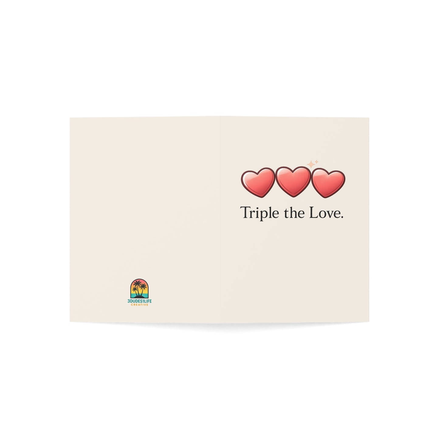 Triple the Love Hearts Greeting Card | Pride LGBTQ Celebration | Throuple Birthday Card