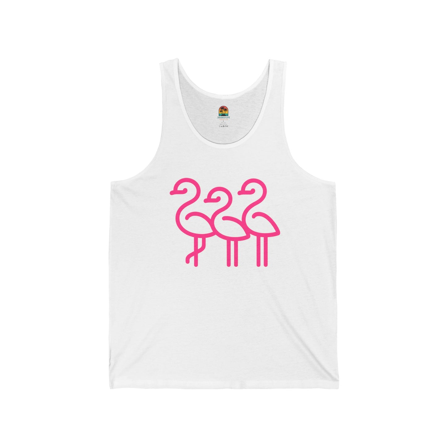 Three Pink Flamingos Tank Top | Minimal Beach Summer Graphic | Throuple Flamingo Tank Top