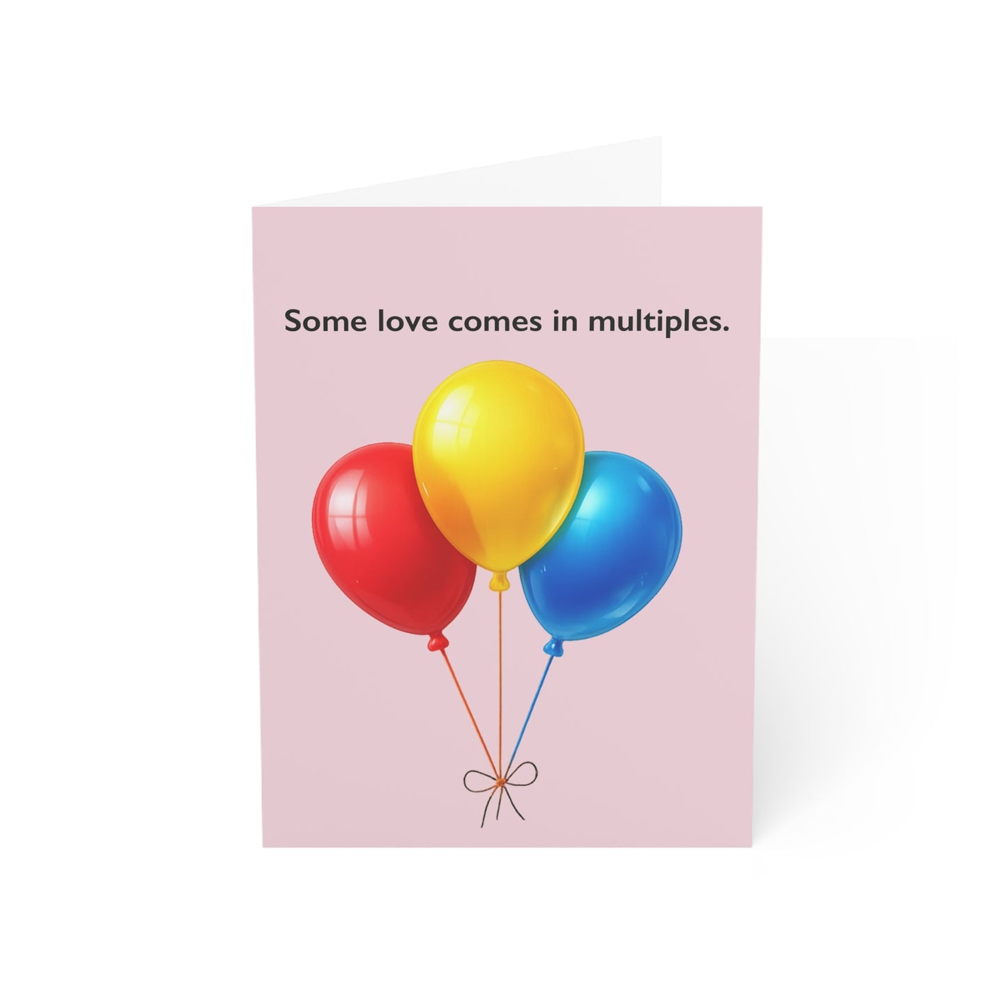 Some Love Comes in Multiples balloon illustration Greeting Card | Throuple Birthday Card | LGBTQ Celebration