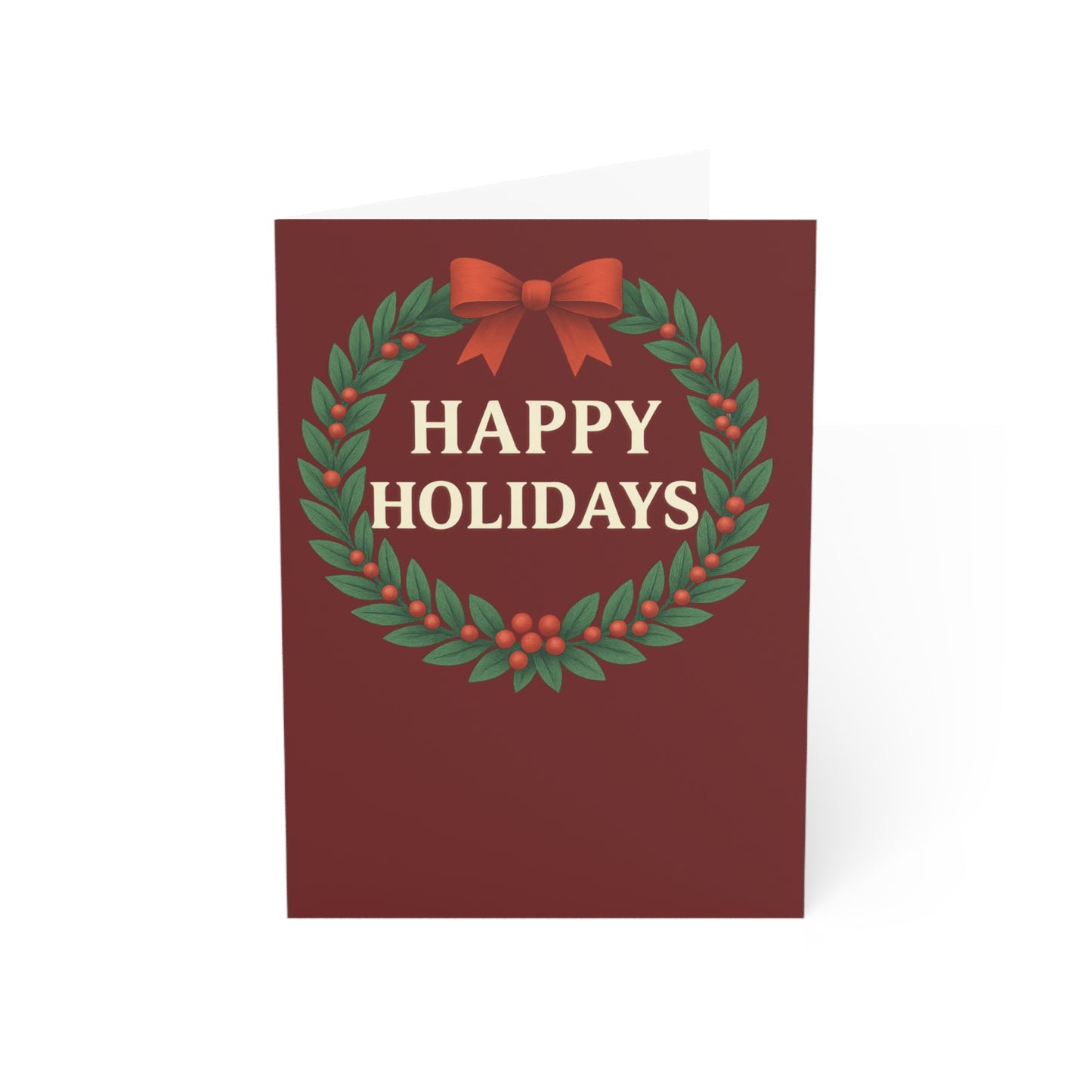 Happy Holidays Wreath Greeting Card | Holiday Cards | Happy Holidays Throuple Card