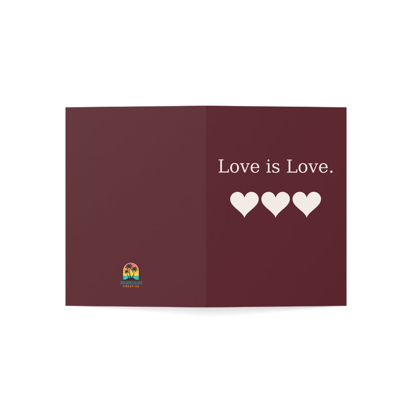 Love Is Love hearts Greeting Card | Pride, Romantic Note | Throuple Valentine's Day Card
