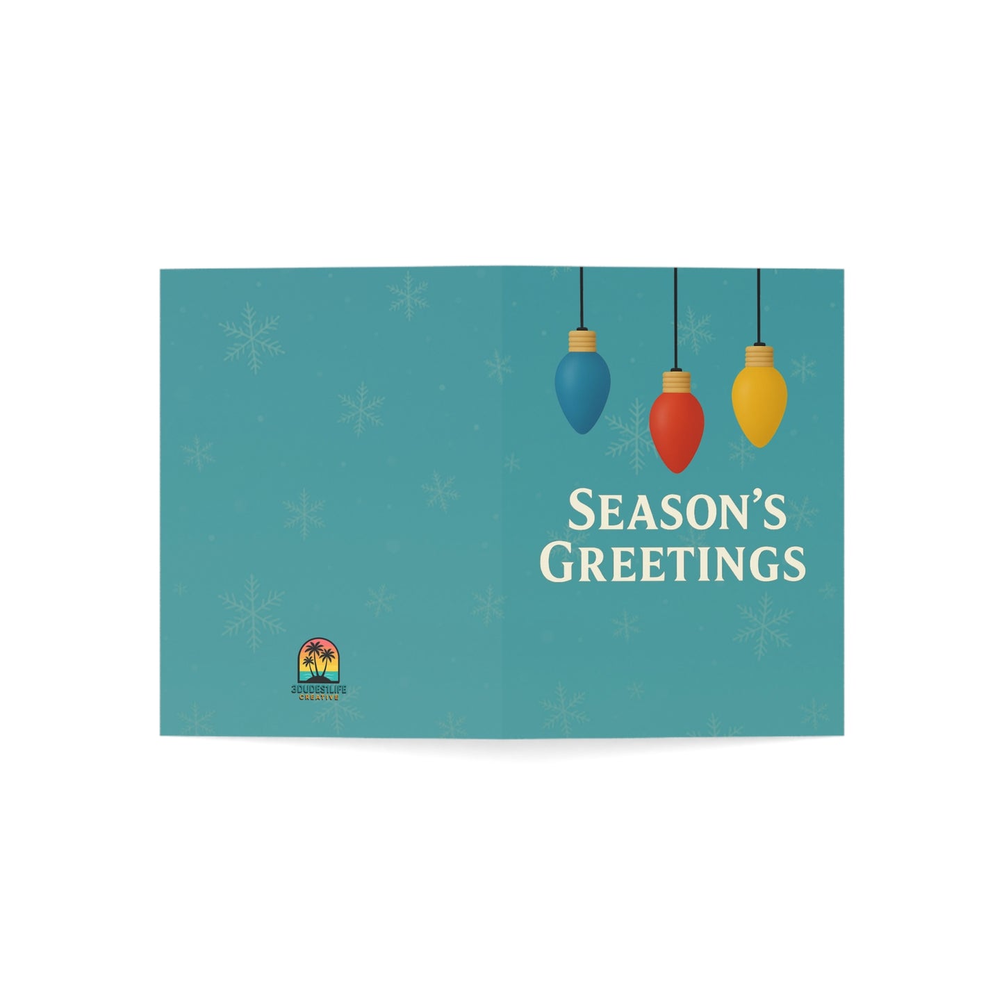 Season's Greetings Holiday Lights Greeting Card | Blank Inside Holiday Card | Throuple Christmas Card