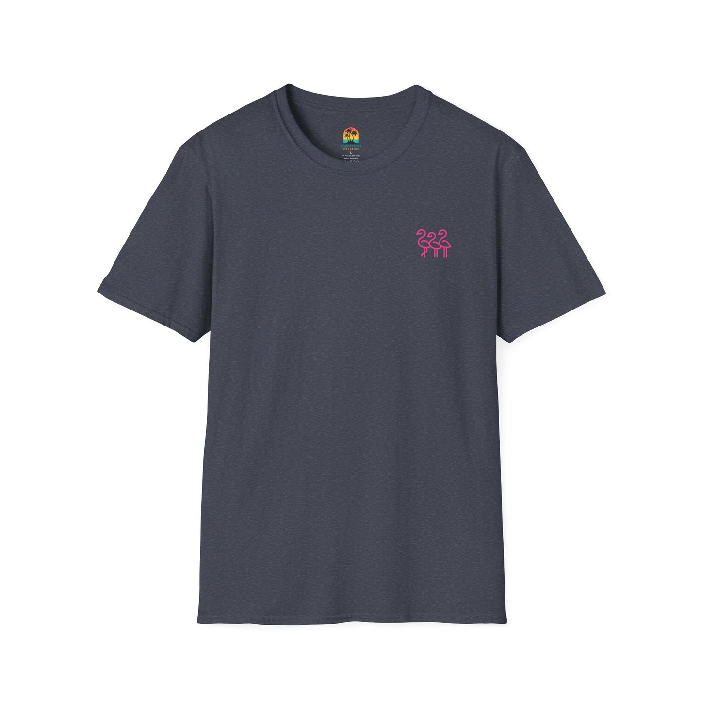 Sunset Palm Trees T-Shirt | Tropical Beach Retro Sunset Graphic | Throuple Shirt Merch Branded Flamingos