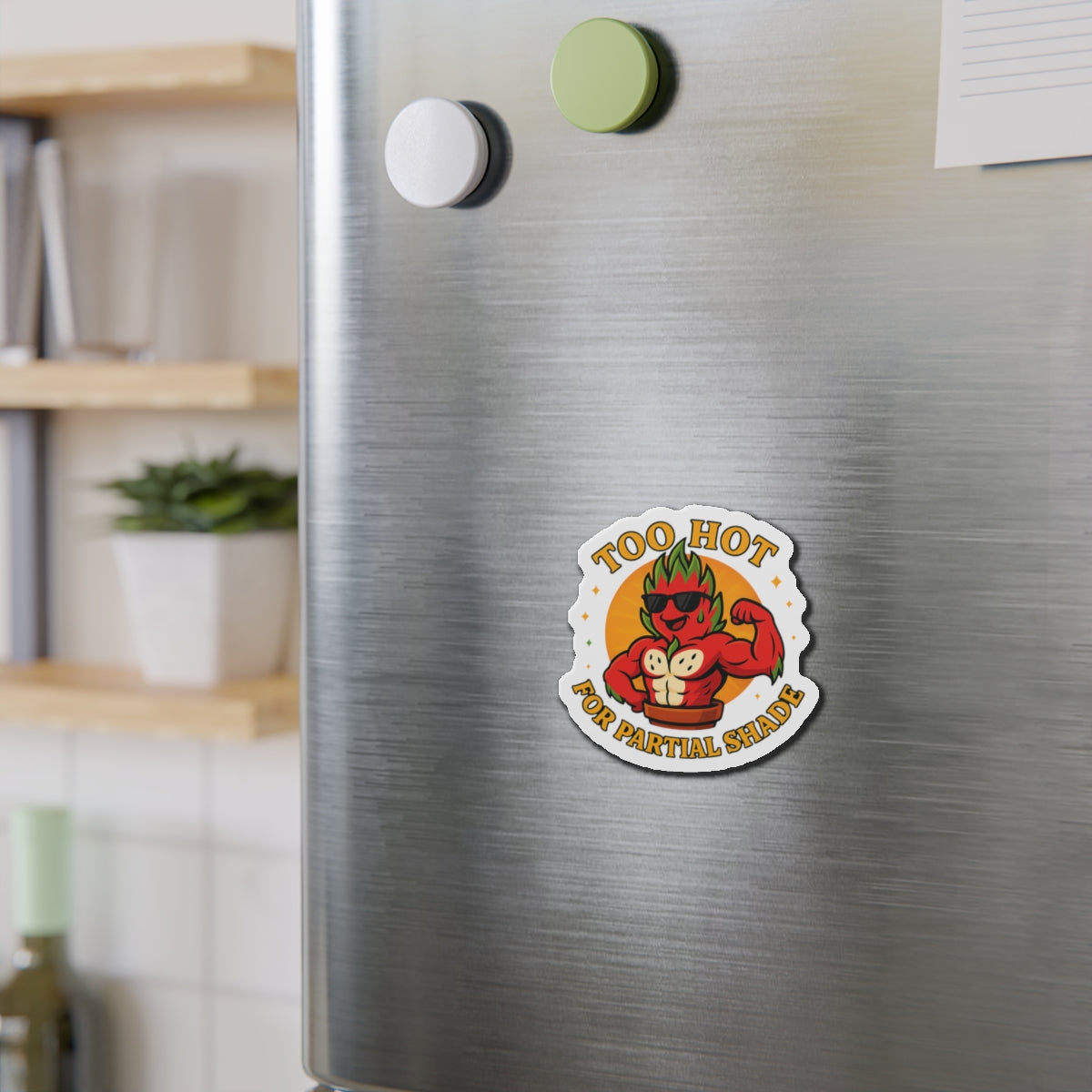 Too Hot Muscle Dragon Fruit Die-Cut Magnet | Funny  Pot Magnet | Funny Magnet for Plant Lovers