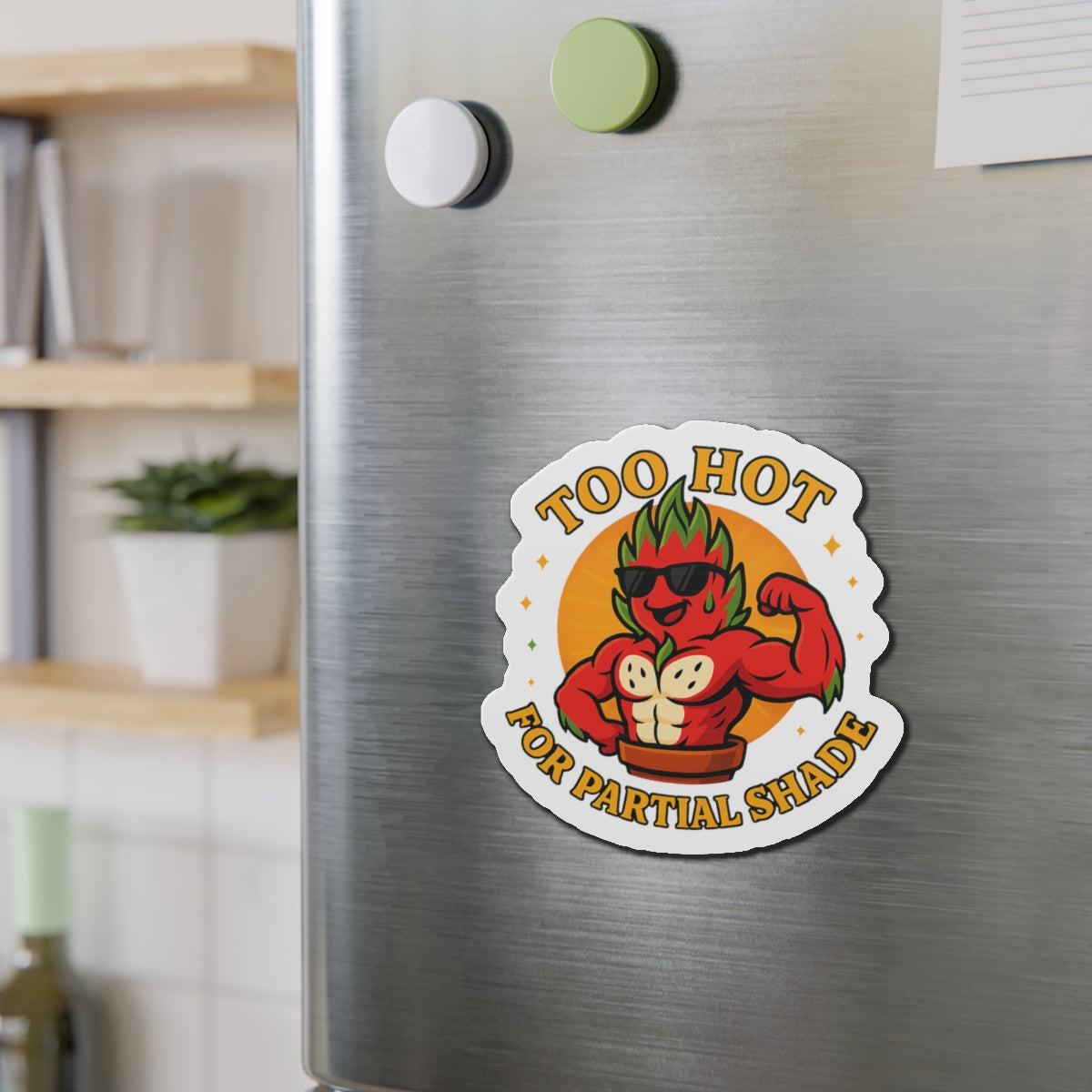 Too Hot Muscle Dragon Fruit Die-Cut Magnet | Funny  Pot Magnet | Funny Magnet for Plant Lovers