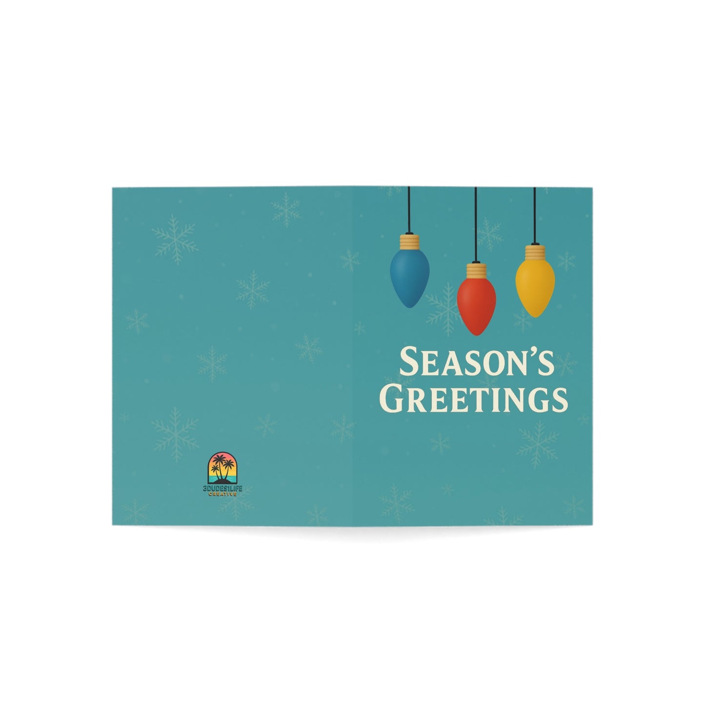 Season's Greetings Holiday Lights Greeting Card | Throuple Holiday Card | Trio Christmas Card