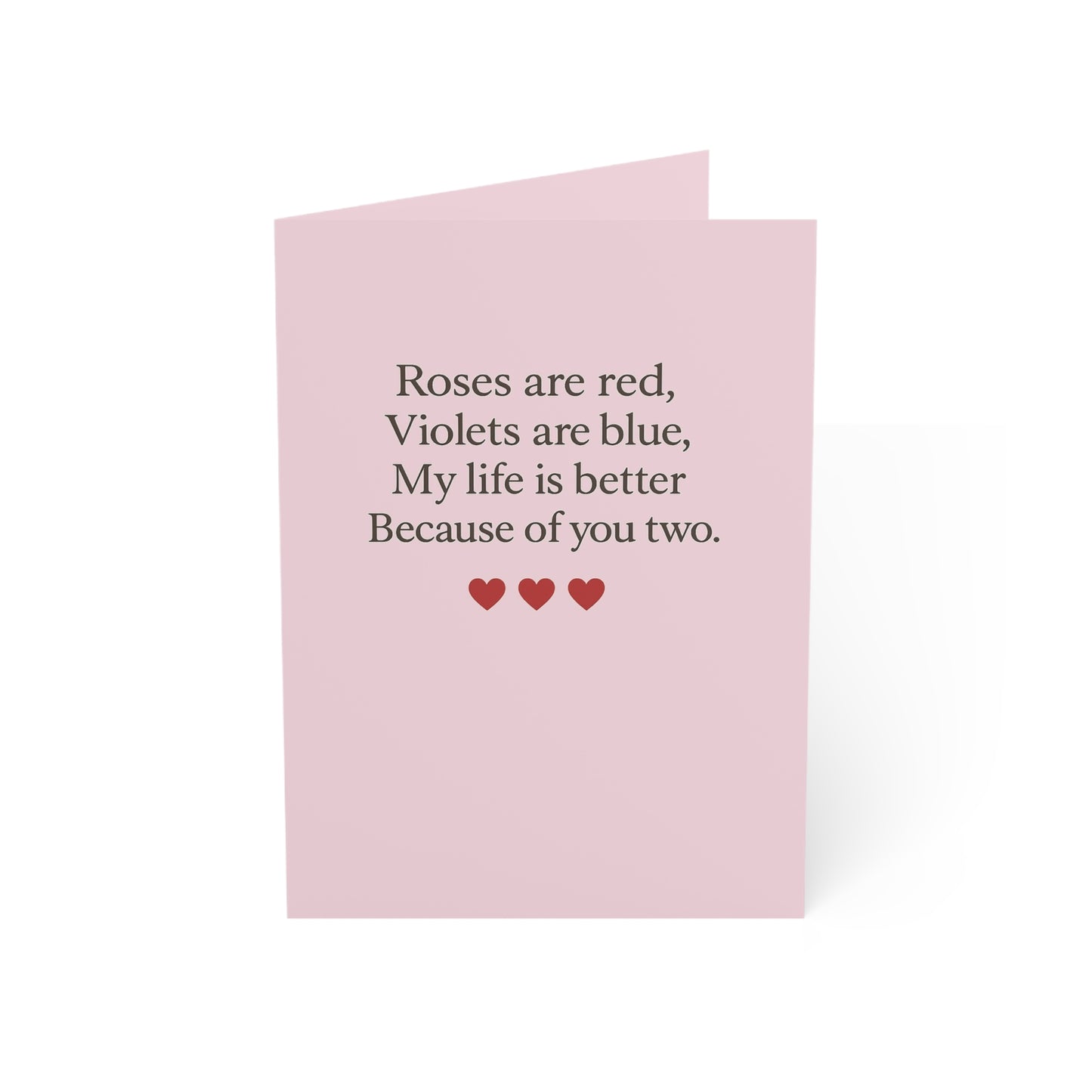 Roses are red poem Greeting Card | Pink card with hearts | Throuple Valentine's Day Card