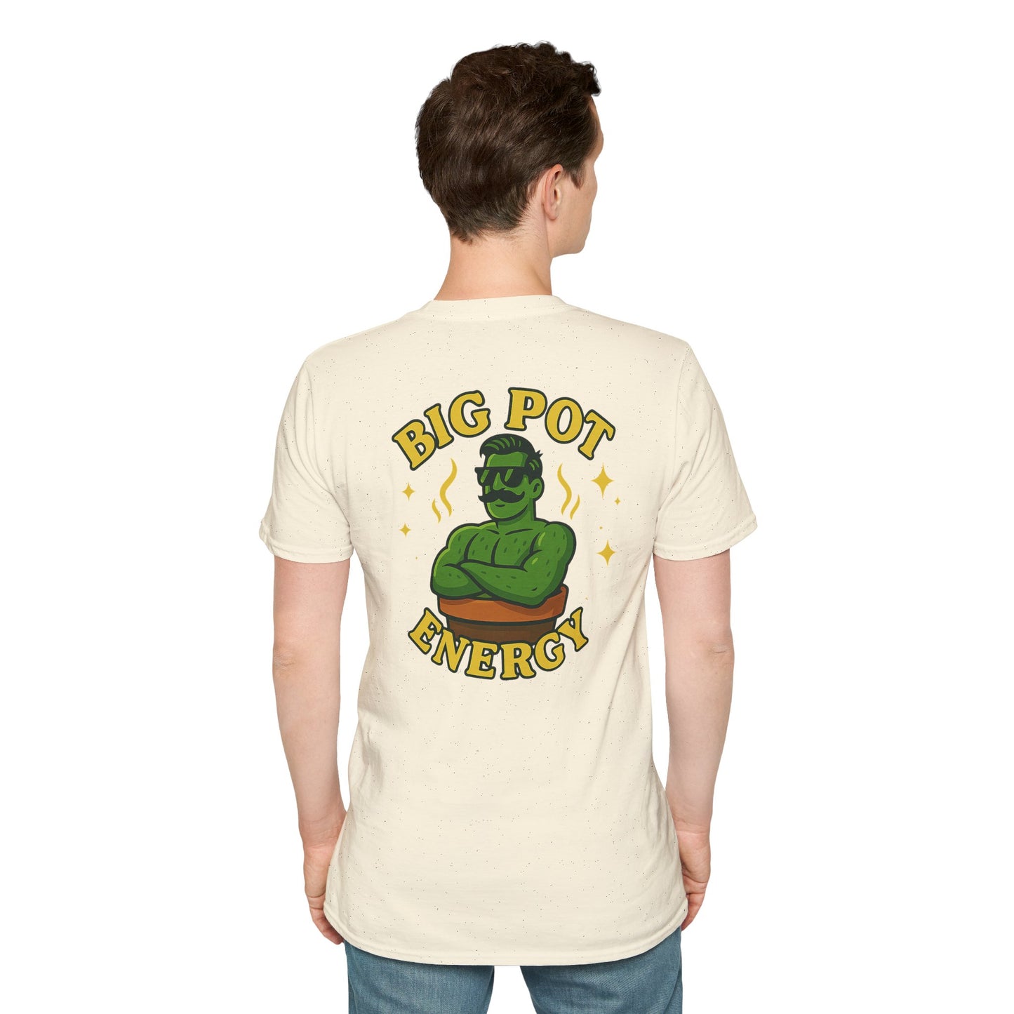 Big Pot Energy T-Shirt | Funny Plant Pot Character | 2 Sided Men's T-Shirt Plant Lover