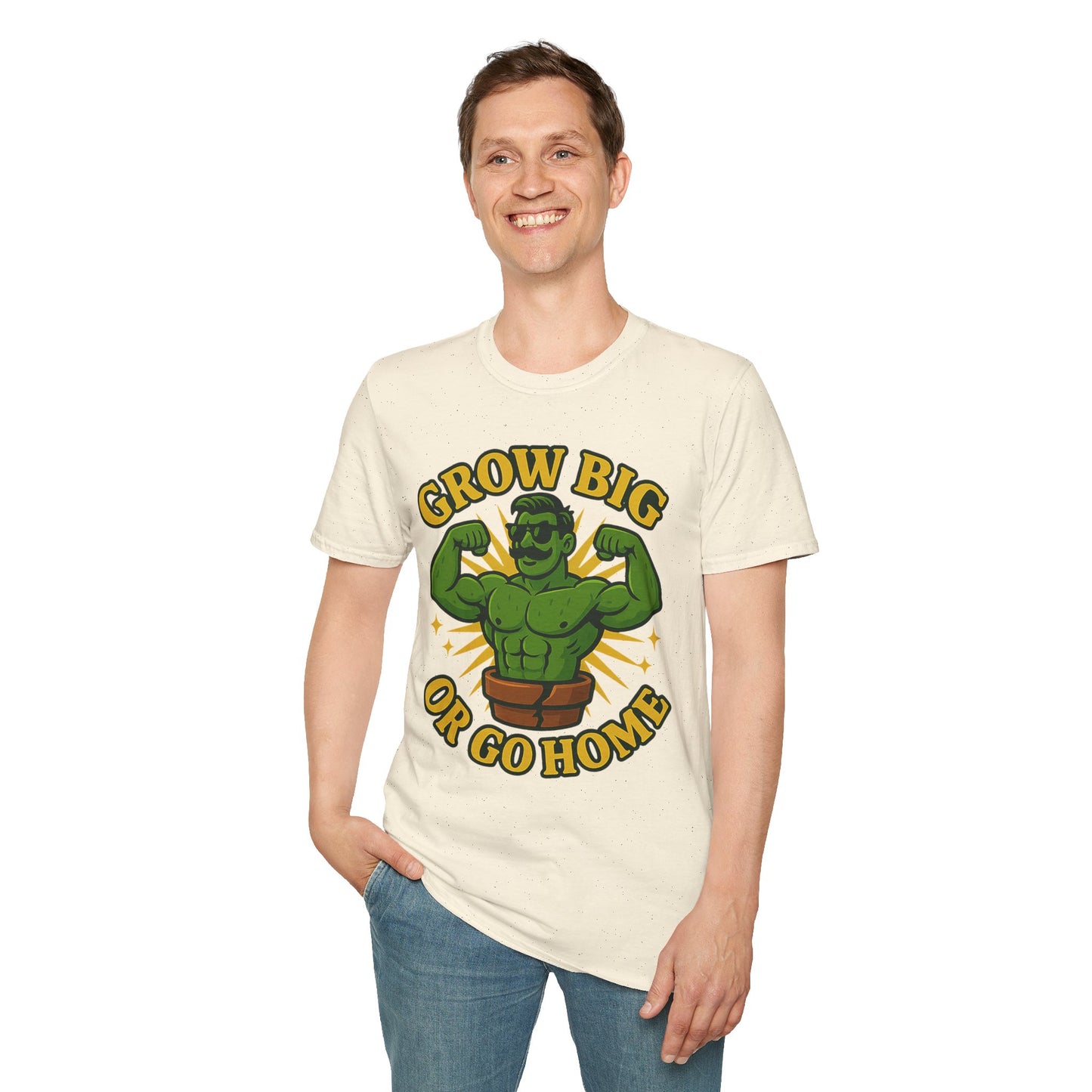 Grow Big or Go Home Plant Monster T-Shirt | Muscle Succulent Graphic Tee | Men's T-Shirt Plant Lover