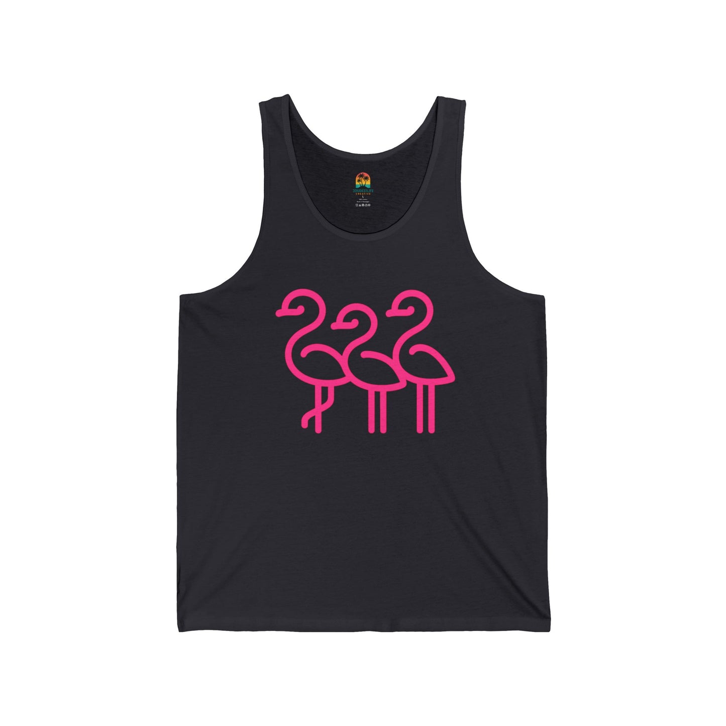 Three Pink Flamingos Tank Top | Minimal Beach Summer Graphic | Throuple Flamingo Tank Top