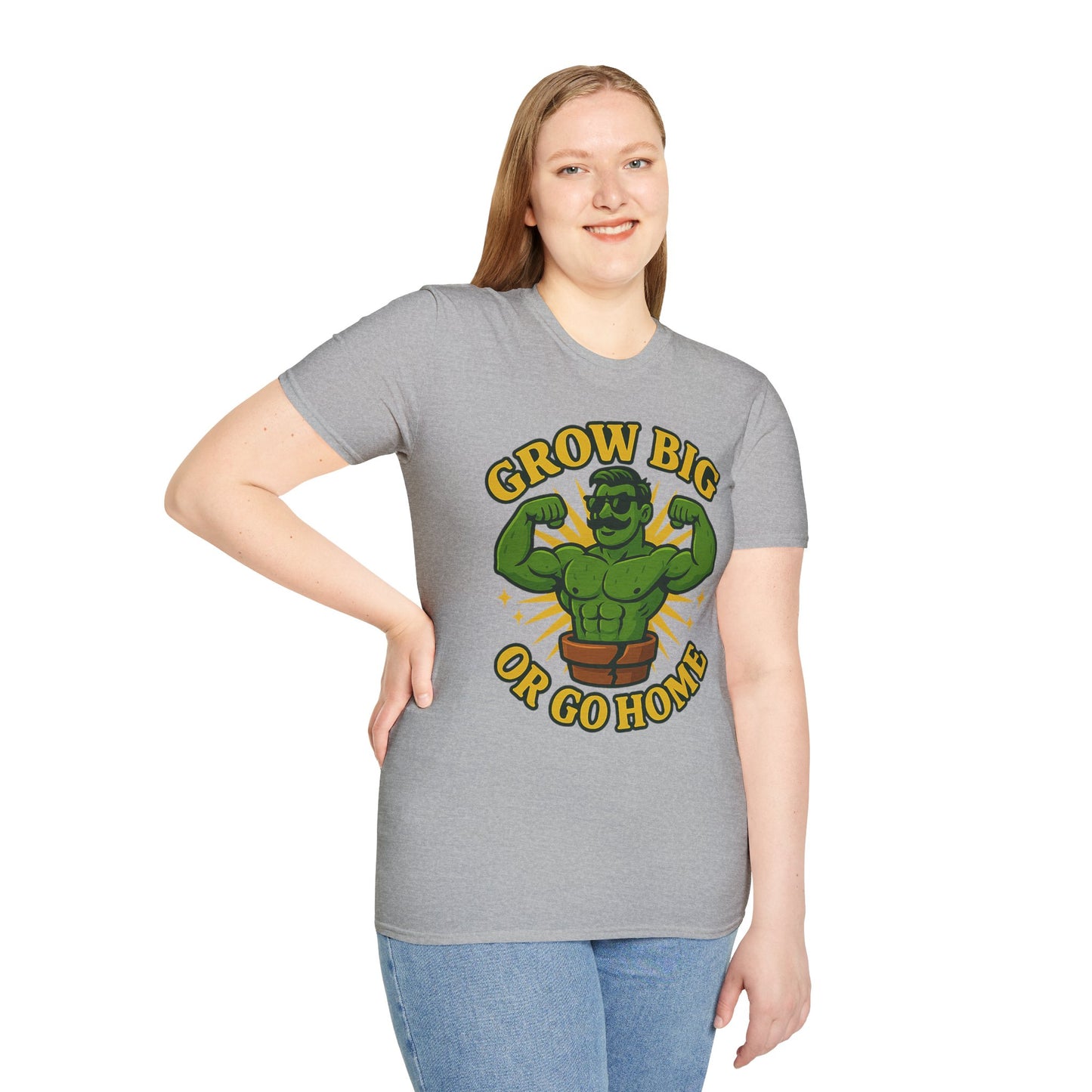 Grow Big or Go Home Plant Monster T-Shirt | Muscle Succulent Graphic Tee | Men's T-Shirt Plant Lover
