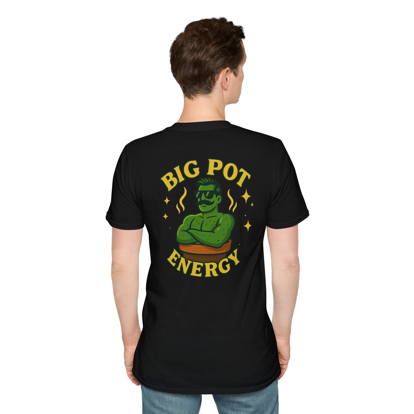 Big Pot Energy T-Shirt | Funny Plant Pot Character | 2 Sided Men's T-Shirt Plant Lover