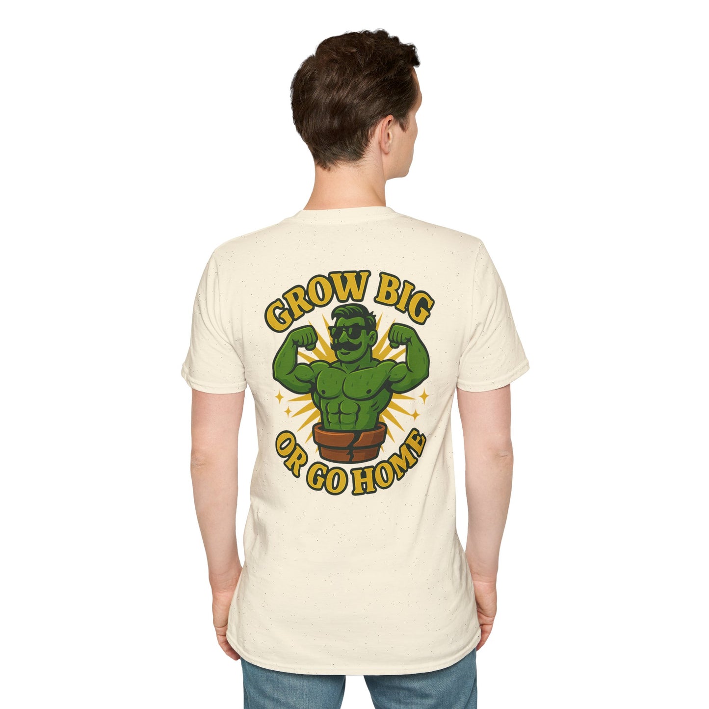 Grow Big or Go Home T-Shirt | Muscular Hulk Plant Fitness Graphic | 2 Sided Men's T-Shirt Plant Lover