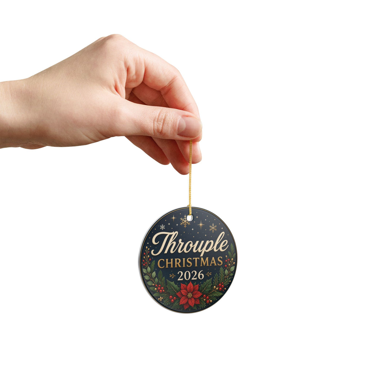 Throuple Christmas 2026 Ceramic Ornament | Elegant Polyamory Christmas Gift | LGBTQ+ Holiday Ornament | Throuple Keepsake